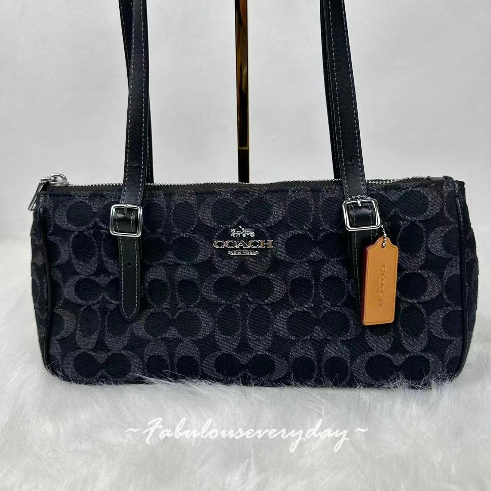 Coach Coach Asher Shoulder Bag Signature Denim CDB92 Denim/Black Size ONE SIZE - 2 Thumbnail
