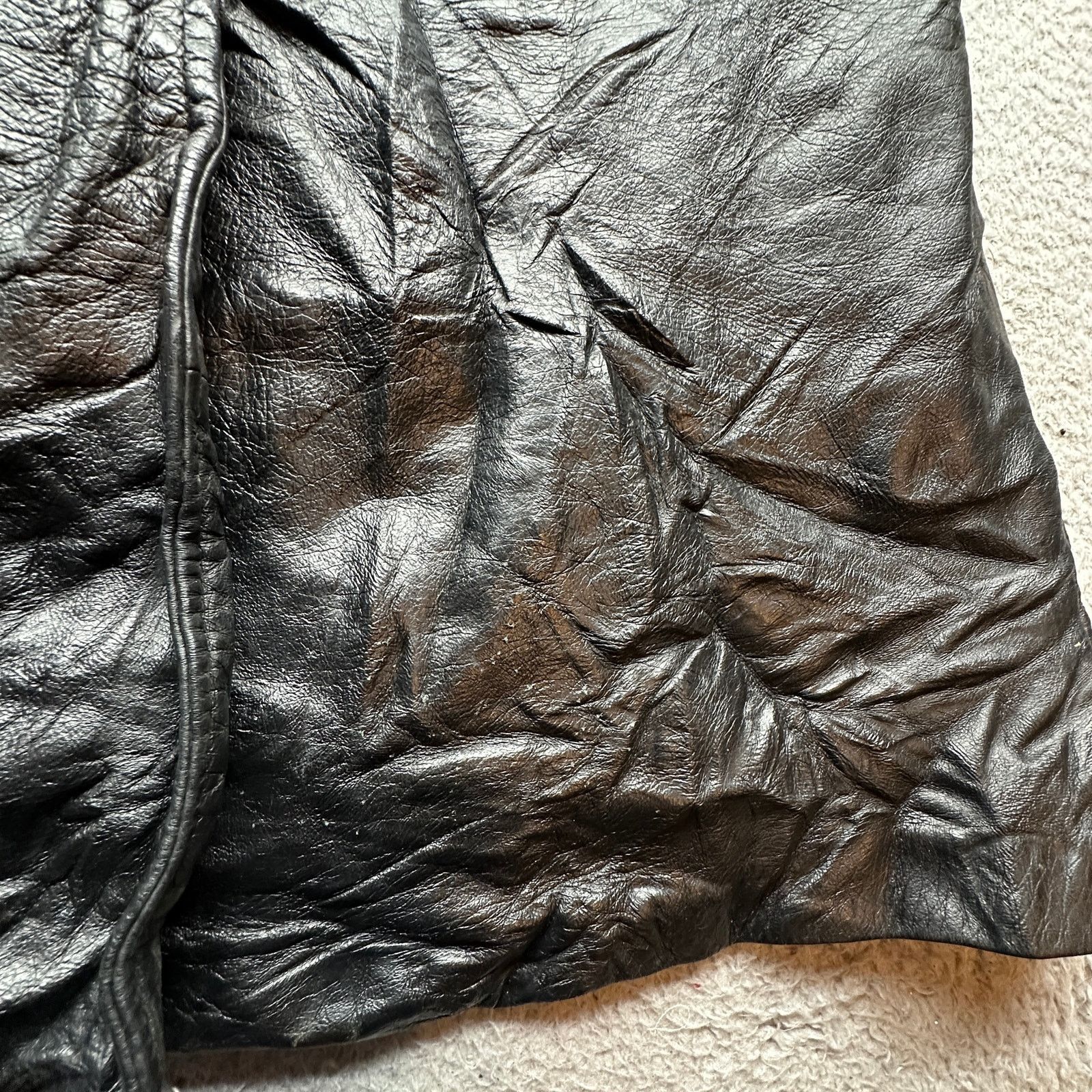 Vintage Vintage 60s 70s Black Leather Fox Fur Swing Coat Womens Size L / US 10 / IT 46 - 10 Thumbnail