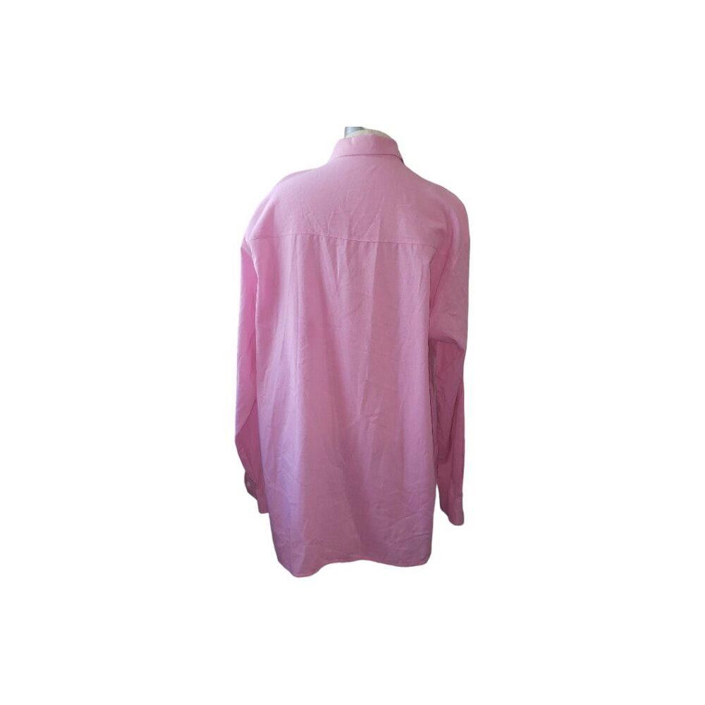 Designer CT1616 Men's Pink Long Sleeve Linen Shirt XL Size US XL / EU 56 / 4 - 3 Thumbnail