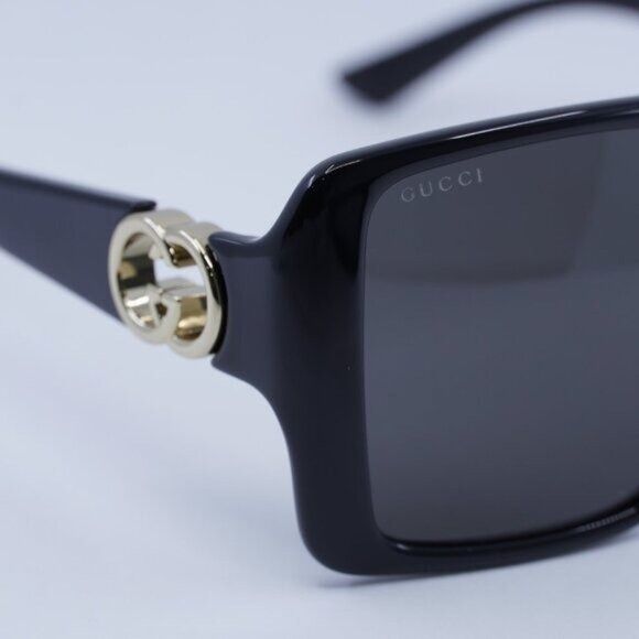 Gucci Gucci GG1692SA 001 Sunglasses Shiny Black Square Frame, Grey Size ONE SIZE - 4 Thumbnail