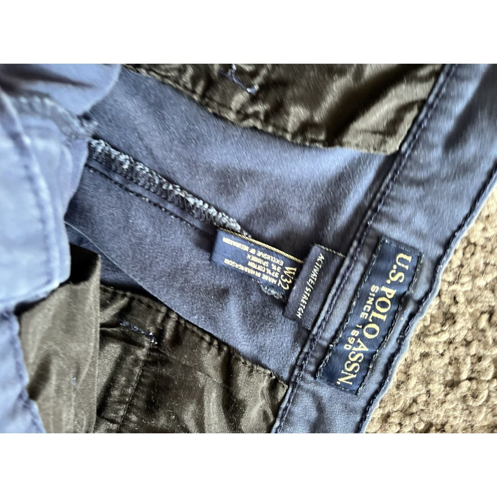 Vintage US Polo Assn Shorts Navy Blue Chino 32x8 Stretch Drawstring Beach Casual Mens Size US XS / EU 42 / 0 - 3 Thumbnail