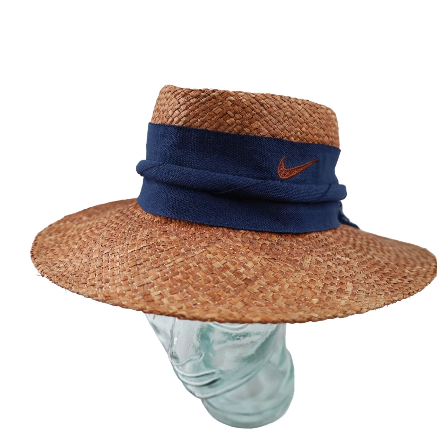 Nike VINTAGE Nike Hat 90s Golf Straw Hat Tan One Size Men OS Tan Hat Nike Swoosh Embroidered Size ONE SIZE - 2 Thumbnail