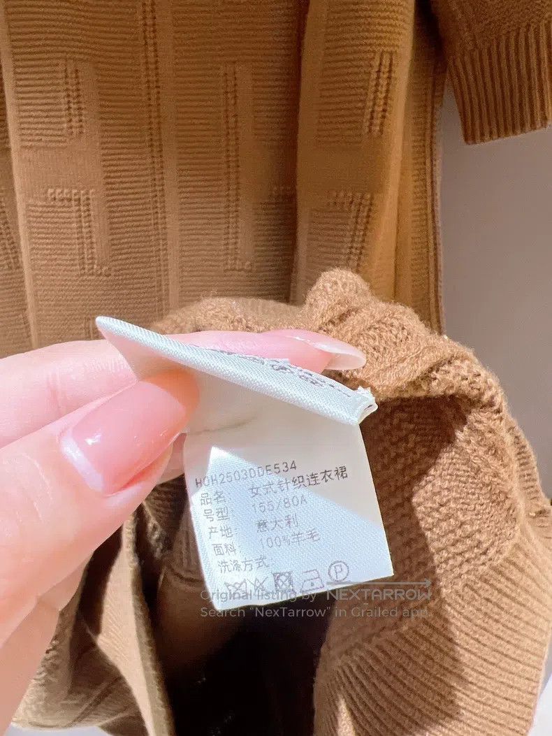 Hermes Hermes Caramel Letter Jacquard Knit Dress Size XXS / US 00 / IT 34 - 9 Thumbnail