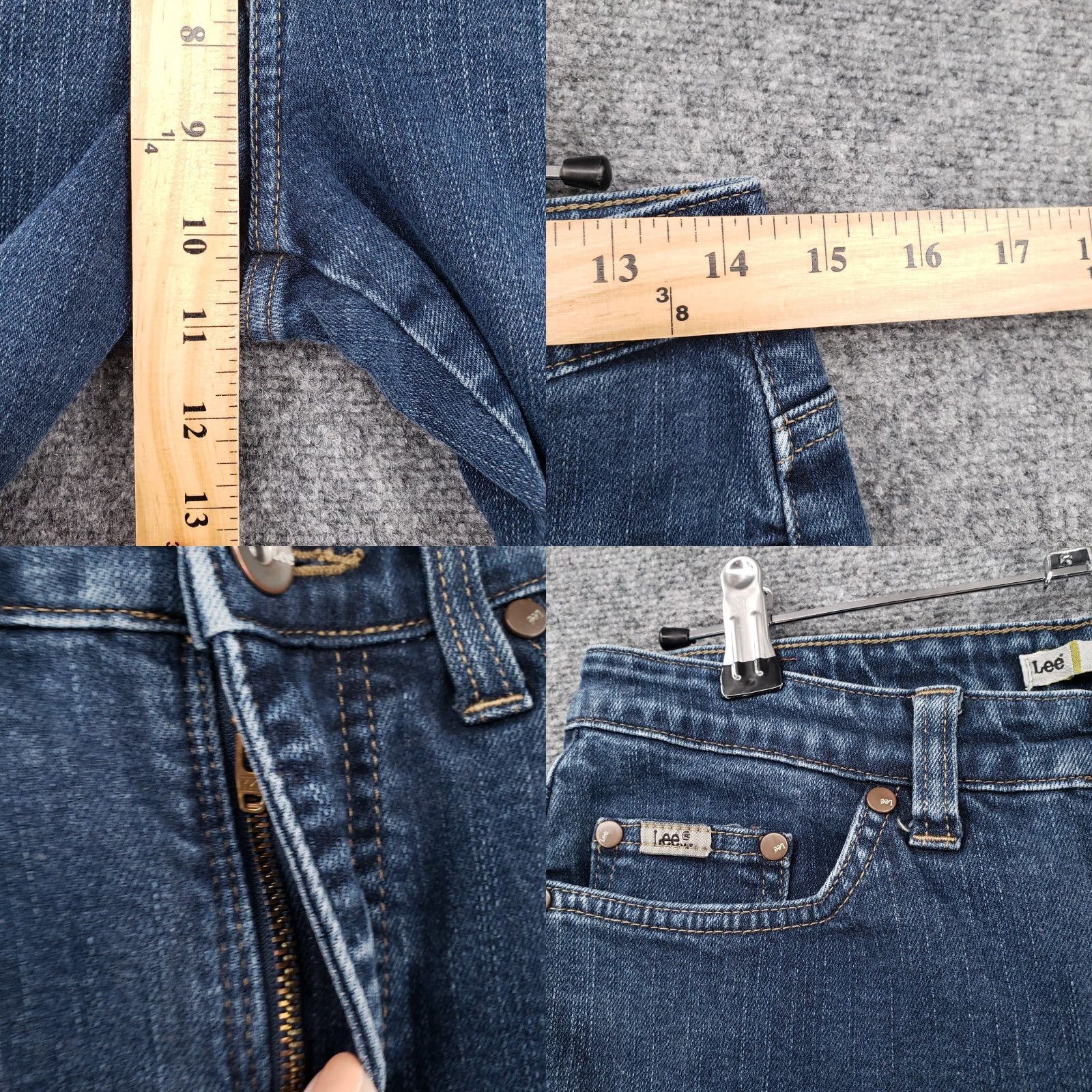 Lee Lee Jeans Women's 8 Long Blue Dark Wash Denim Bootcut Stretch Mid Rise Regular 5-Pocket Mens? Womens Size 30" / US 8 / IT 44 - 8 Thumbnail