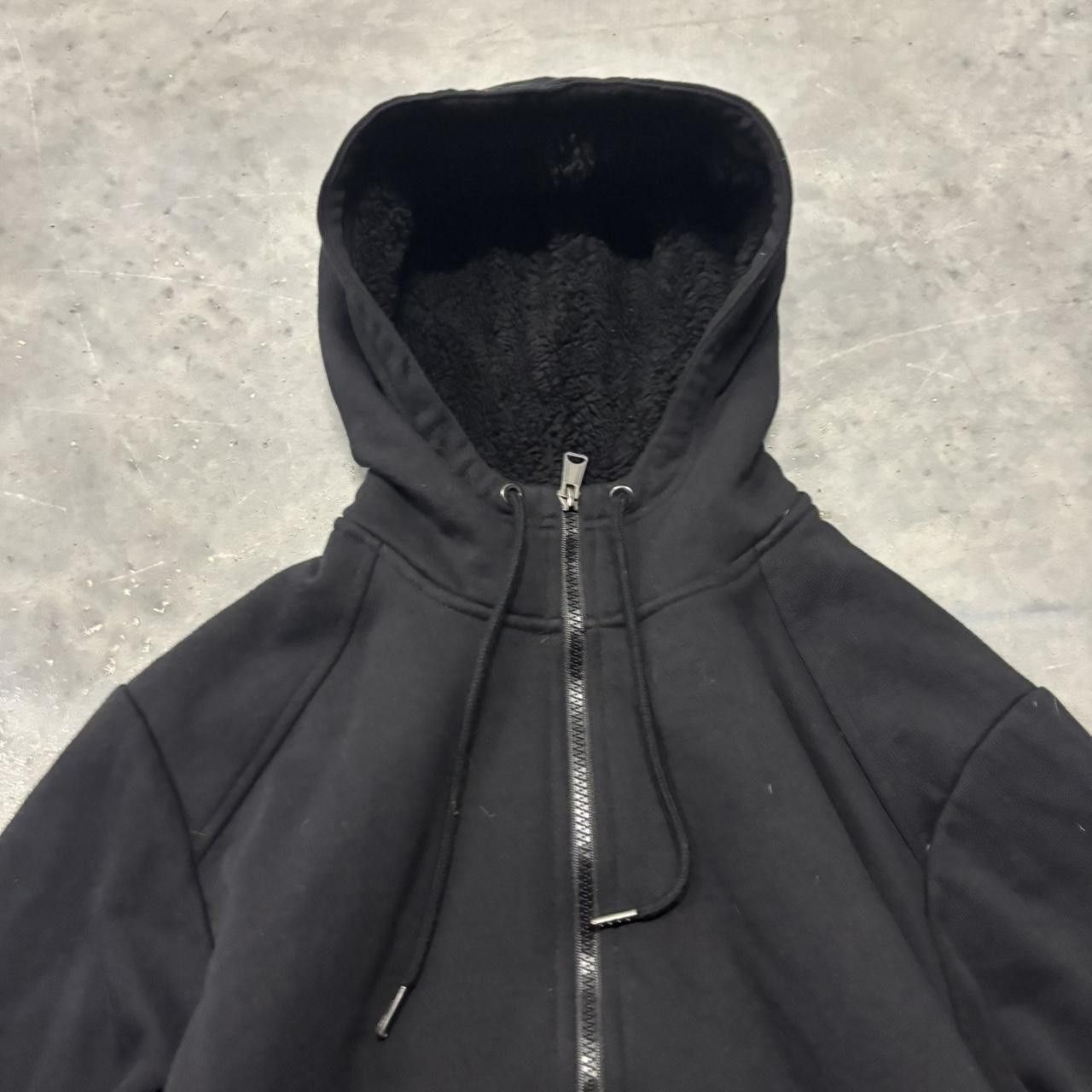 Japanese Brand × Vintage Crazy Vintage Y2K/2000s Black Blank Soft Sherpa Fur Lined Essential Zip Up Hoodie! Size US L / EU 52-54 / 3 - 2 Thumbnail