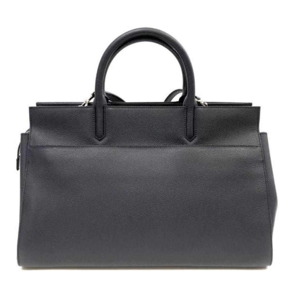 image of YVES Saint Laurent Paris Cavalive Gauche 2Way Handbag Navy Leather in Black, Women's