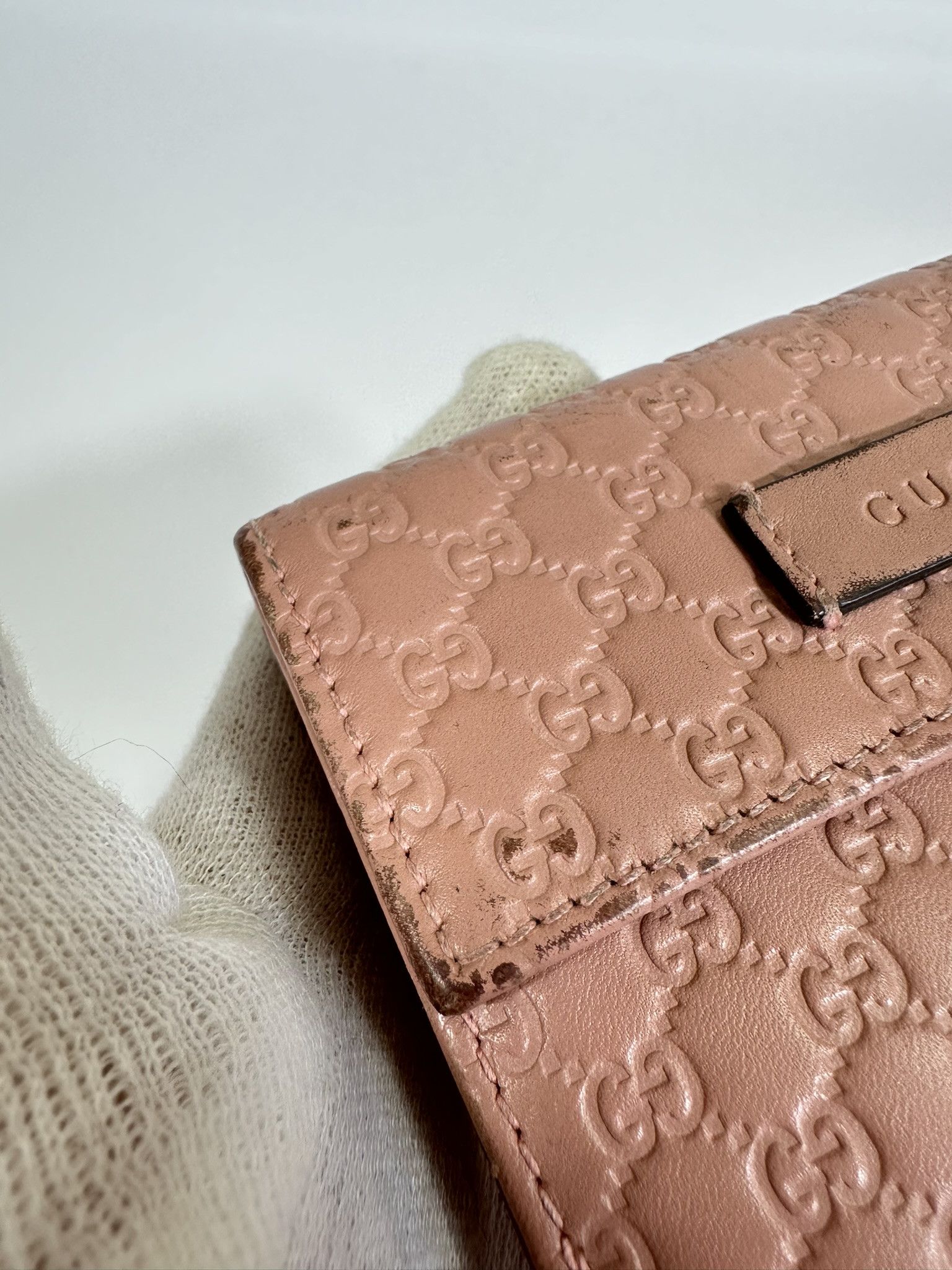 Gucci Gucci Wallet Pink Guccissima Leather Monogram Size ONE SIZE - 5 Thumbnail
