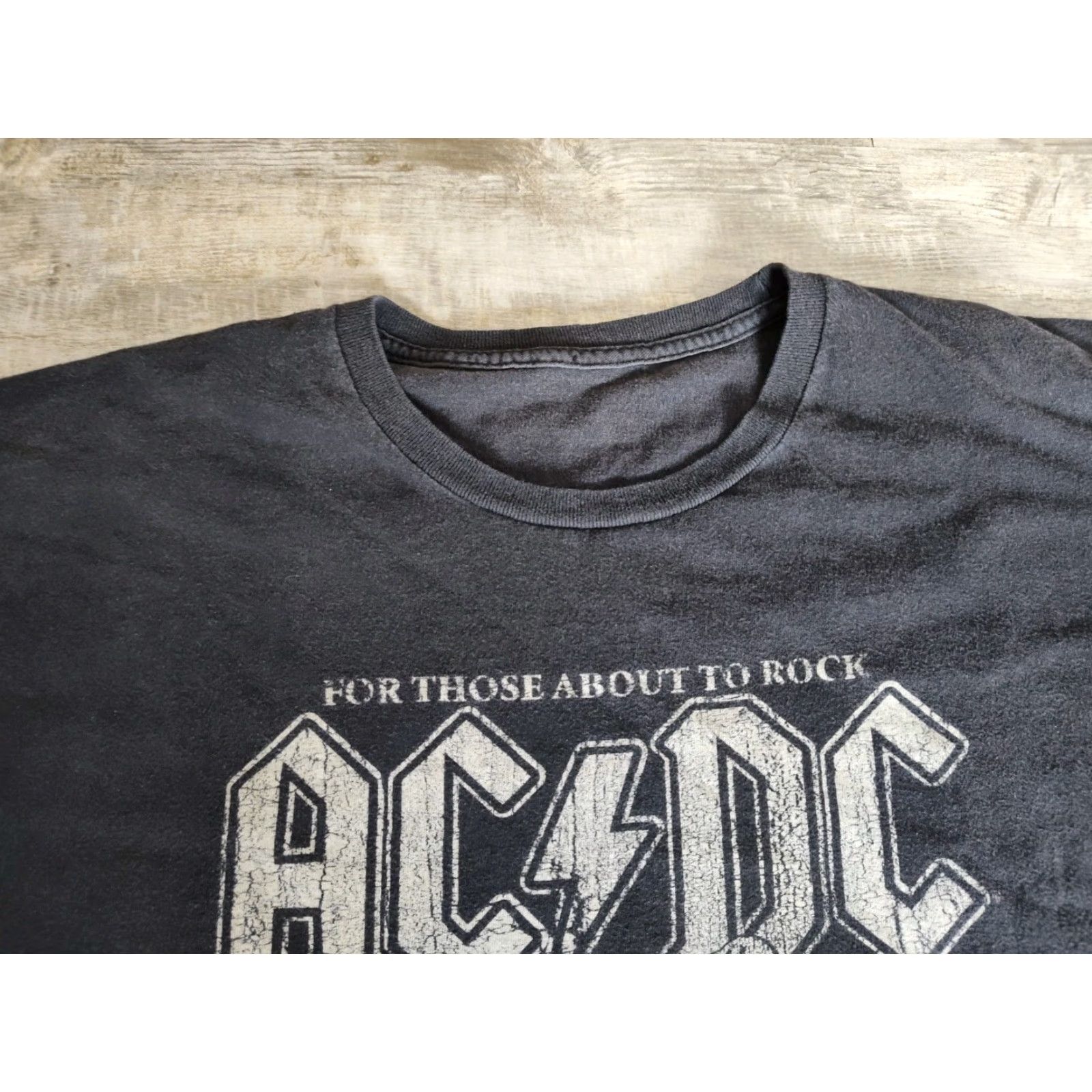 Vintage VINTAGE AC/DC For Those About To Rock Black T Shirt Rock Shirt Men M/L Cotton Weathered Graphic Print Crew Neck Short Sleeve UK Tour Weathered Faded Size US M / EU 48-50 / 2 - 4 Thumbnail