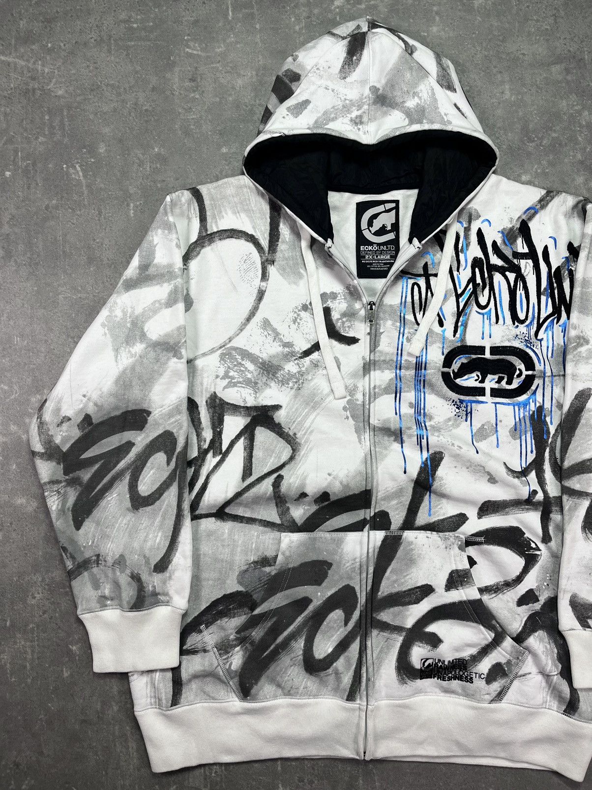 Ecko Unltd. Ecko Unltd MMA Grafitti AOP Printed Baggy Zip Hoodie XXL Size US XXL / EU 58 / 5 - 3 Thumbnail