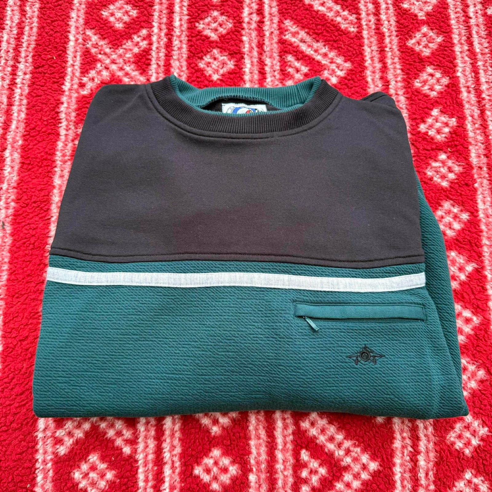 Other Vtg 90s Greenline International Textured Sweatshirt Teal Size US XL / EU 56 / 4 - 1 Thumbnail