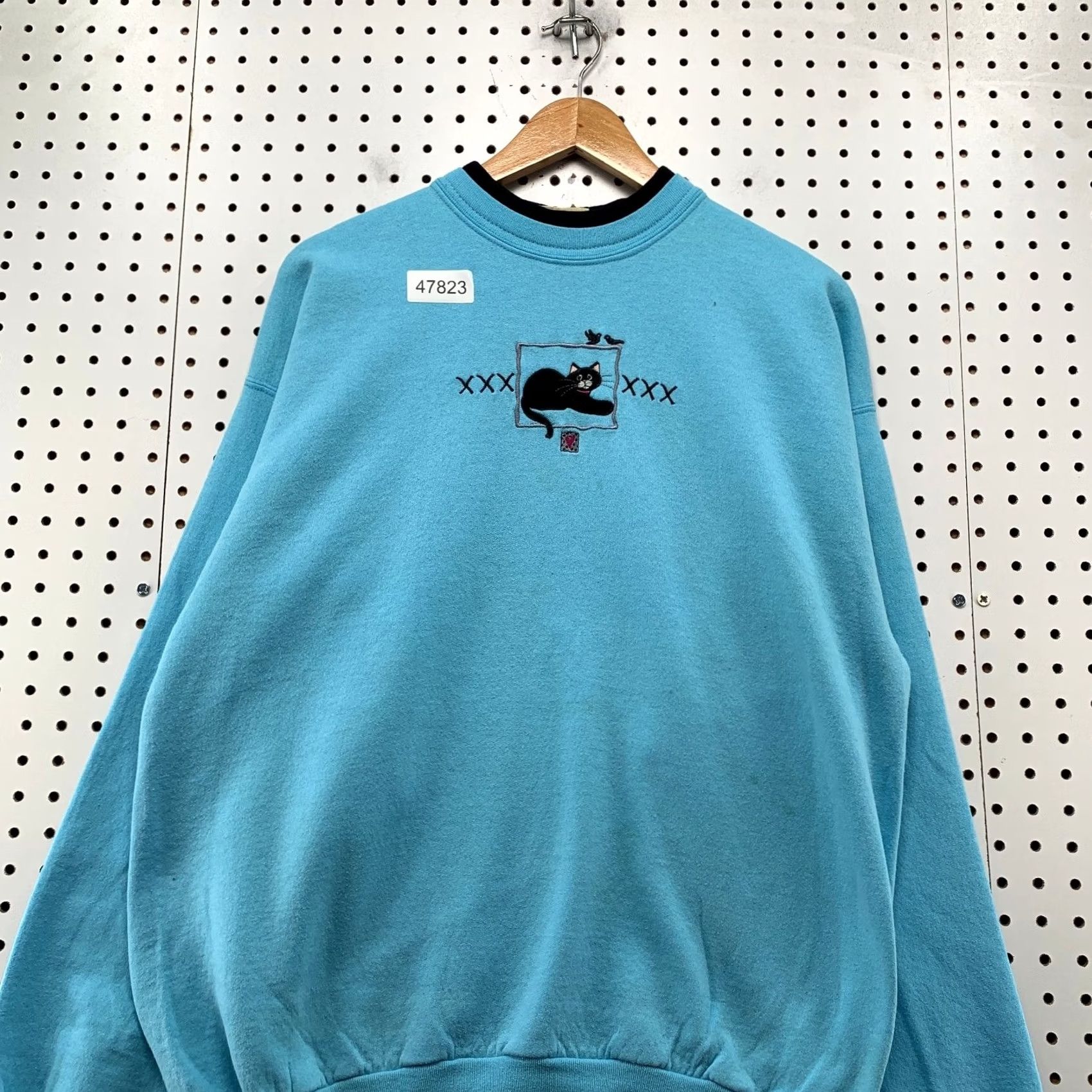 Vintage VINTAGE Top Stitch Cat Sweatshirt Women L Blue Morning Sun Embroidered Kitty 90s Cat Size L / US 10 / IT 46 - 4 Thumbnail