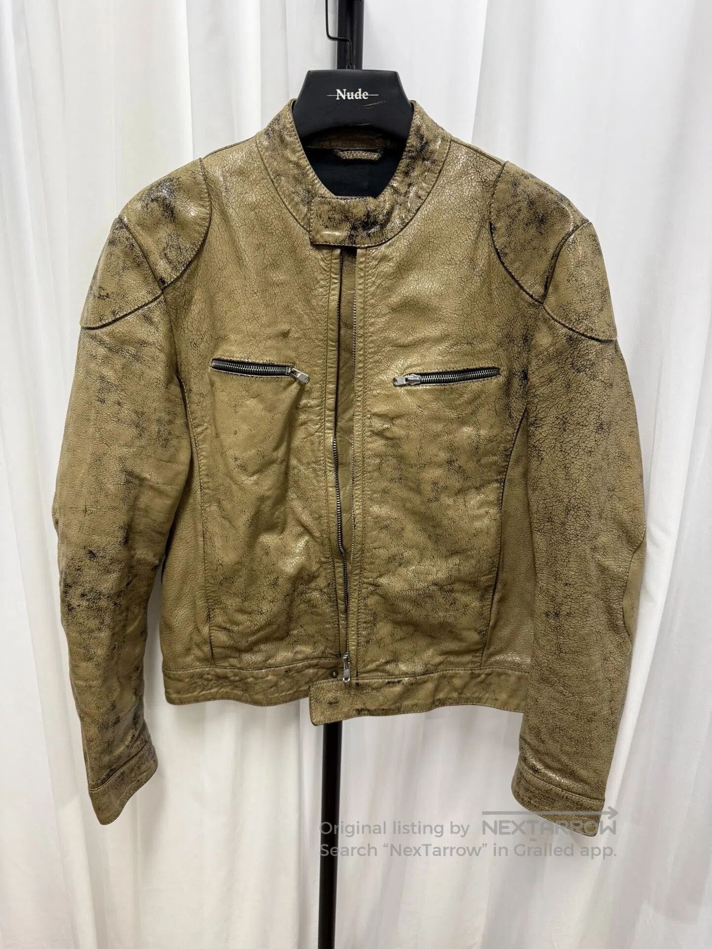Maison Margiela Maison Margiela Leather Painted Crackle Biker Jacket. Size US M / EU 48-50 / 2 - 1 Thumbnail