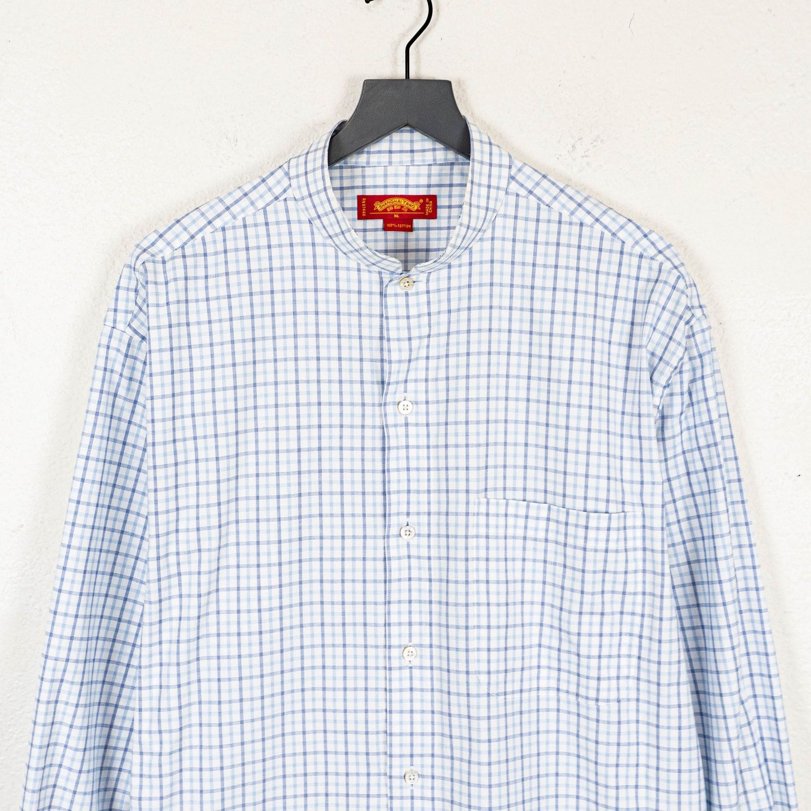 Shanghai Tang Shanghai Tang Blue check Mandarin Collar button down XL Size US XL / EU 56 / 4 - 3 Thumbnail
