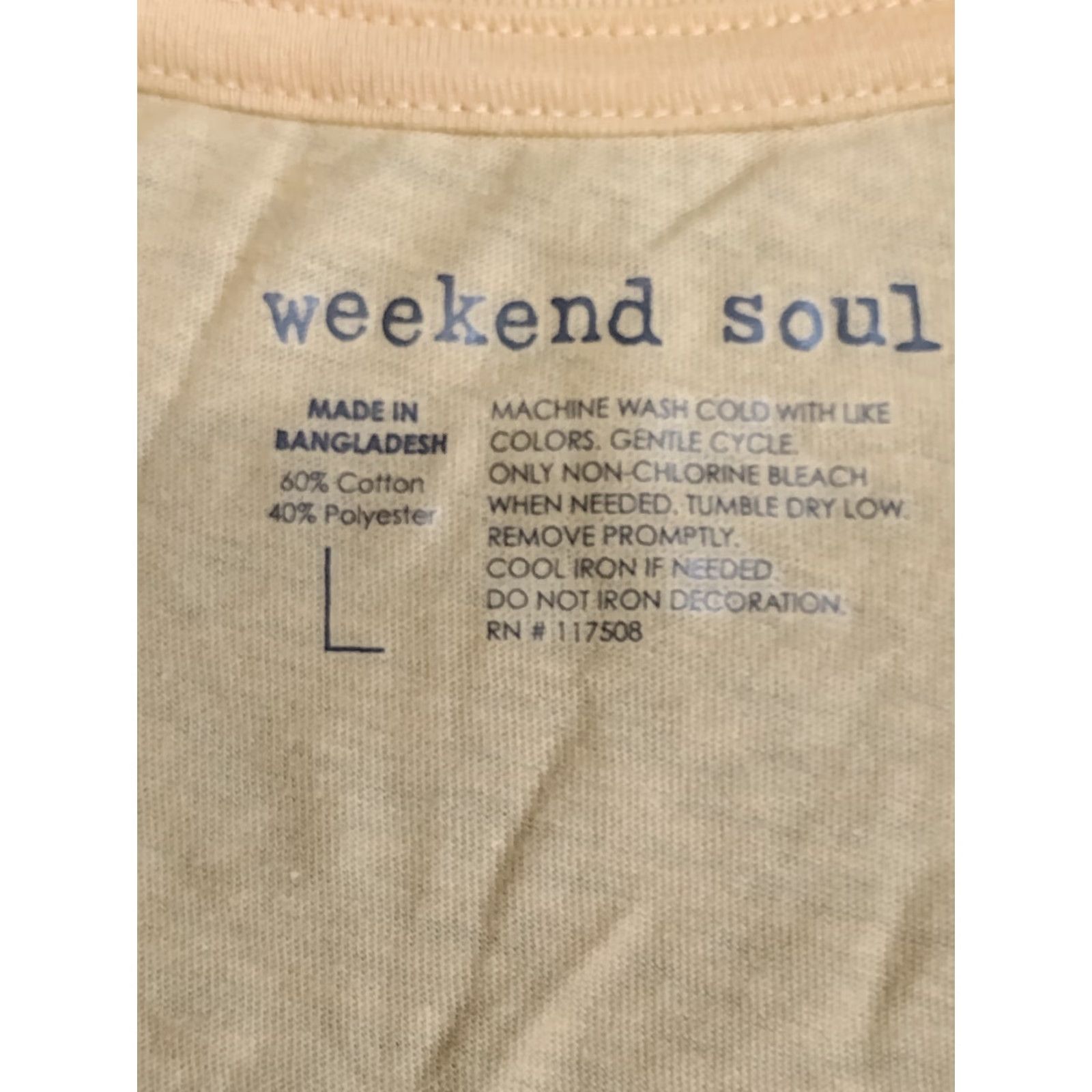 Vintage Weekend Soul Women’s Peace Love Music Long Sleeve Tee Yellow L Shirt Size L / US 10 / IT 46 - 5 Thumbnail