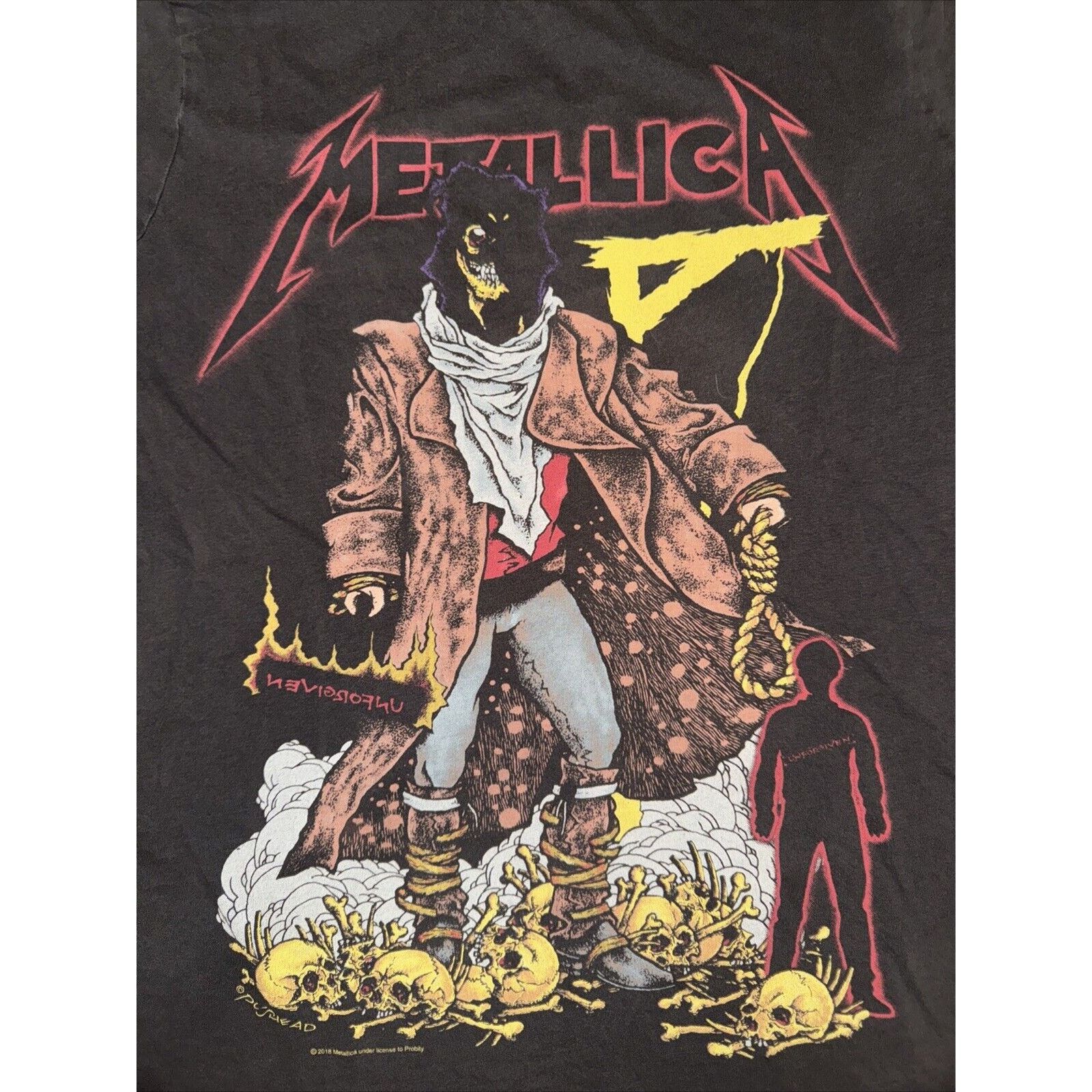 Band Tees × Metallica × Vintage Metallica Pushead T-Shirt Black Medium 20x26 Size US M / EU 48-50 / 2 - 2 Thumbnail