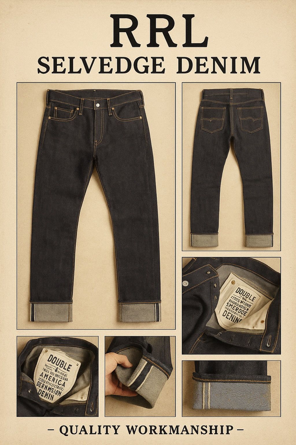 Japanese Brand RRL Ralph Lauren Deadstock Japanese Selvedge Made in USA Size US 31 - 1 Preview