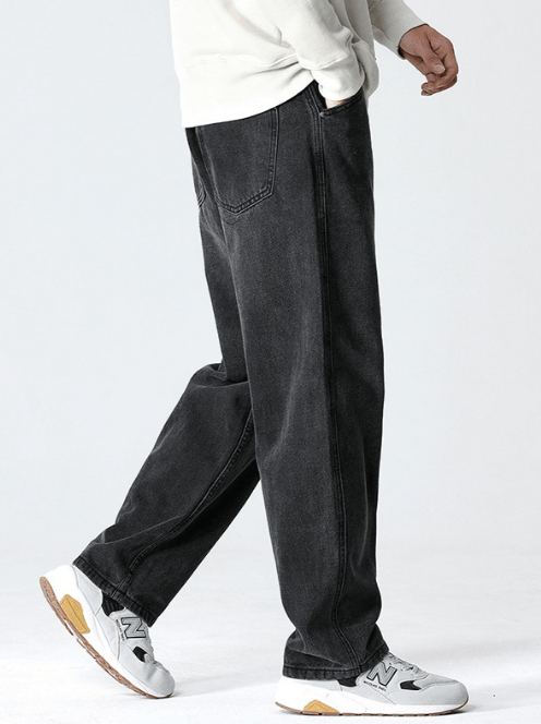 Japanese Brand Loose washed men's distressed wide-leg straight jeans Size US 32 / EU 48 - 4 Thumbnail