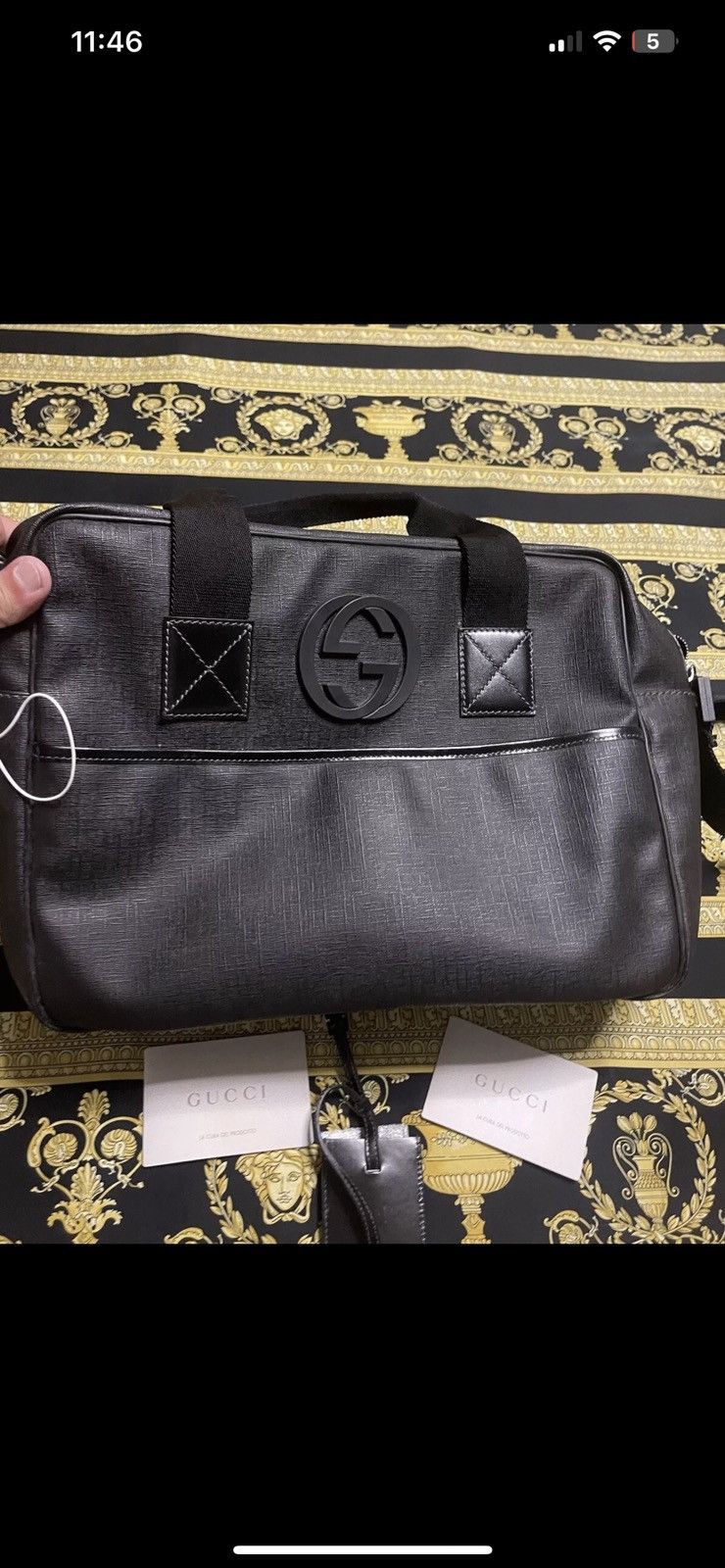 Gucci 100% AUTH GUCCI DUFFEL INTERLOCKING GG SAFFIANO LEATHER BAG Size ONE SIZE - 4 Thumbnail