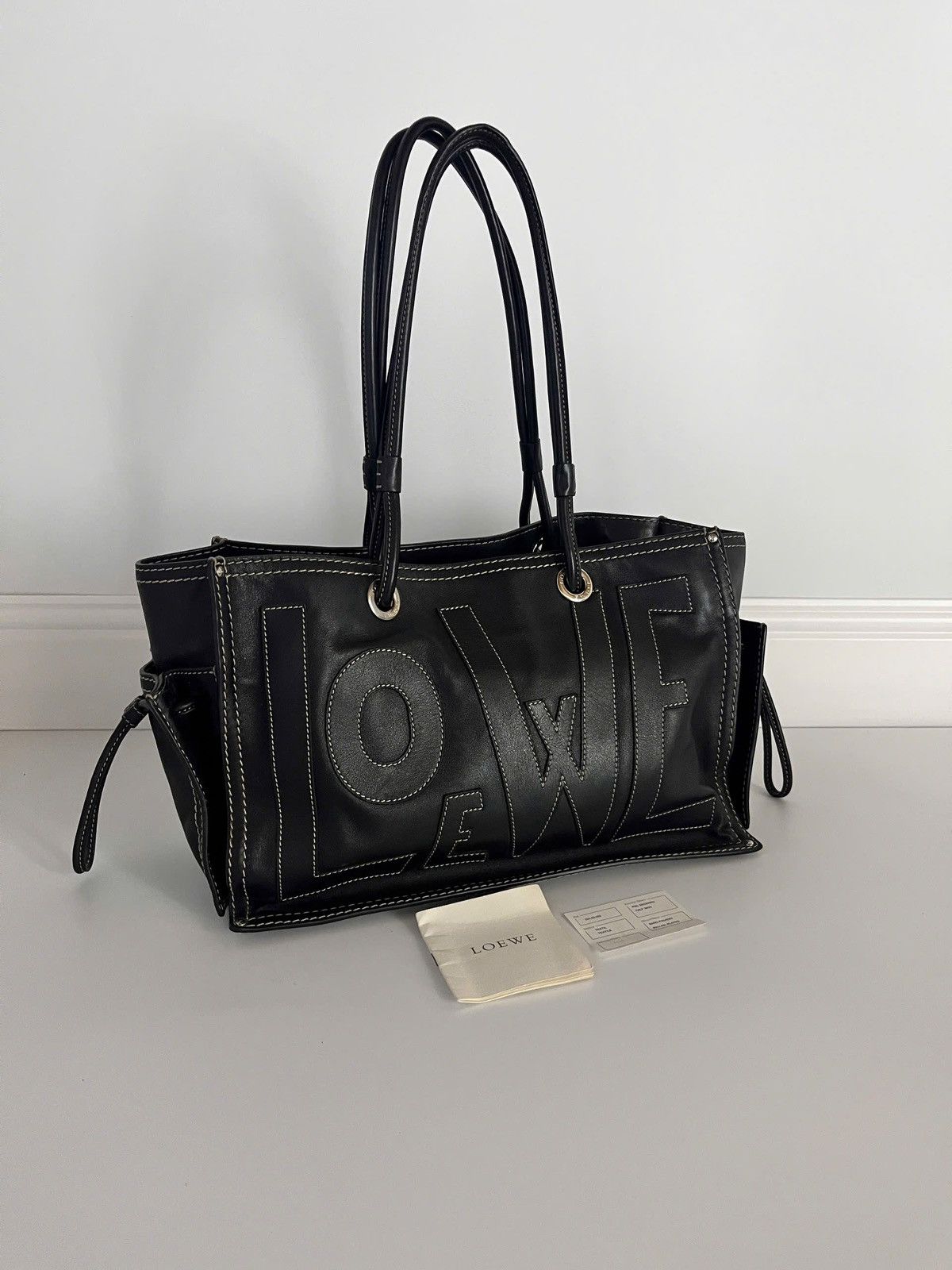 Loewe Loewe Anagram Love Logo Shopper Black Tote Bag | Grailed