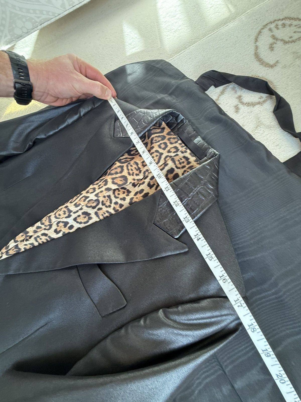 Sir Tom Baker 3k Sir Tom Baker tuxedo leather Fuck you leopard suit jacket Size 38R - 6 Thumbnail