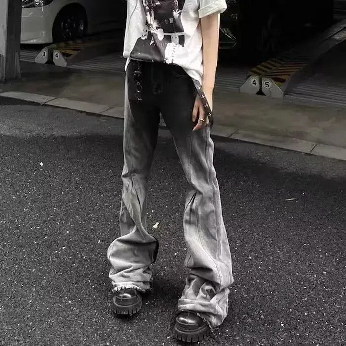 Japanese Brand Washed Gradient Color Flare Big Leg Denim Pant Size US 32 / EU 48 - 1 Thumbnail