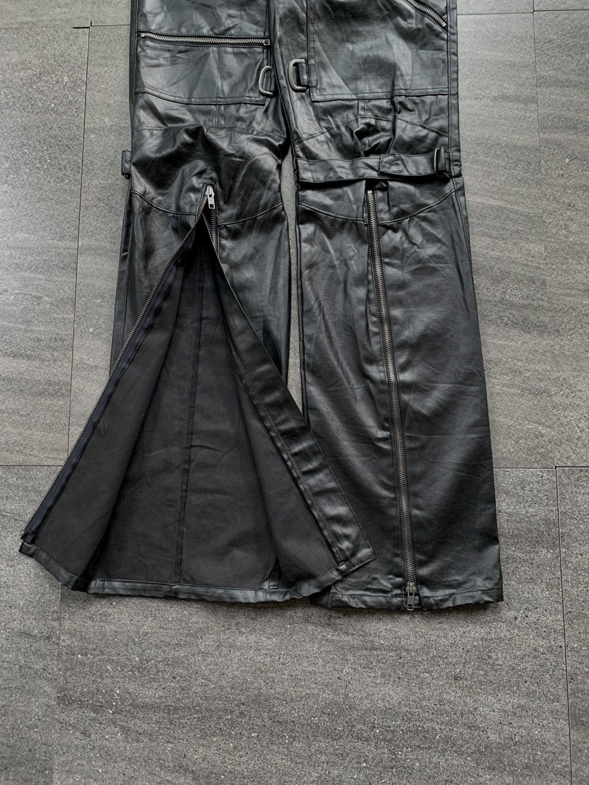 Yoshiyuki Konishi FREE TAX! Bondage Zippered Leather Flared Pants Size US 30 / EU 46 - 7 Thumbnail