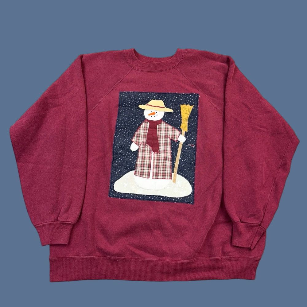 Hanes VINTAGE Hanes Her Way Sweatshirt Women XL Snowman Holiday Embroidered Size XL / US 12-14 / IT 48-50 - 1 Thumbnail
