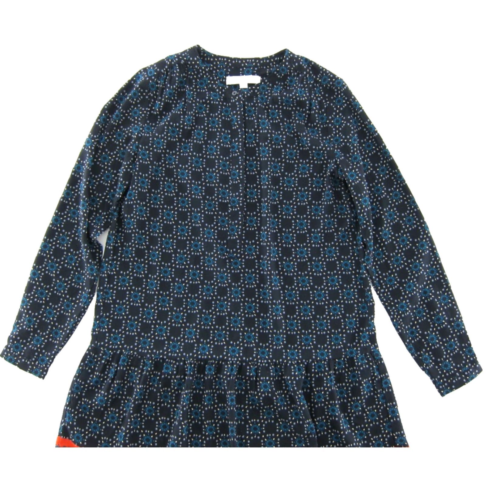 Ann Taylor Ann Taylor Dress Blue Orange Floral Motif Long Sleeve Tunic Shift Small Size S / US 4 / IT 40 - 4 Thumbnail