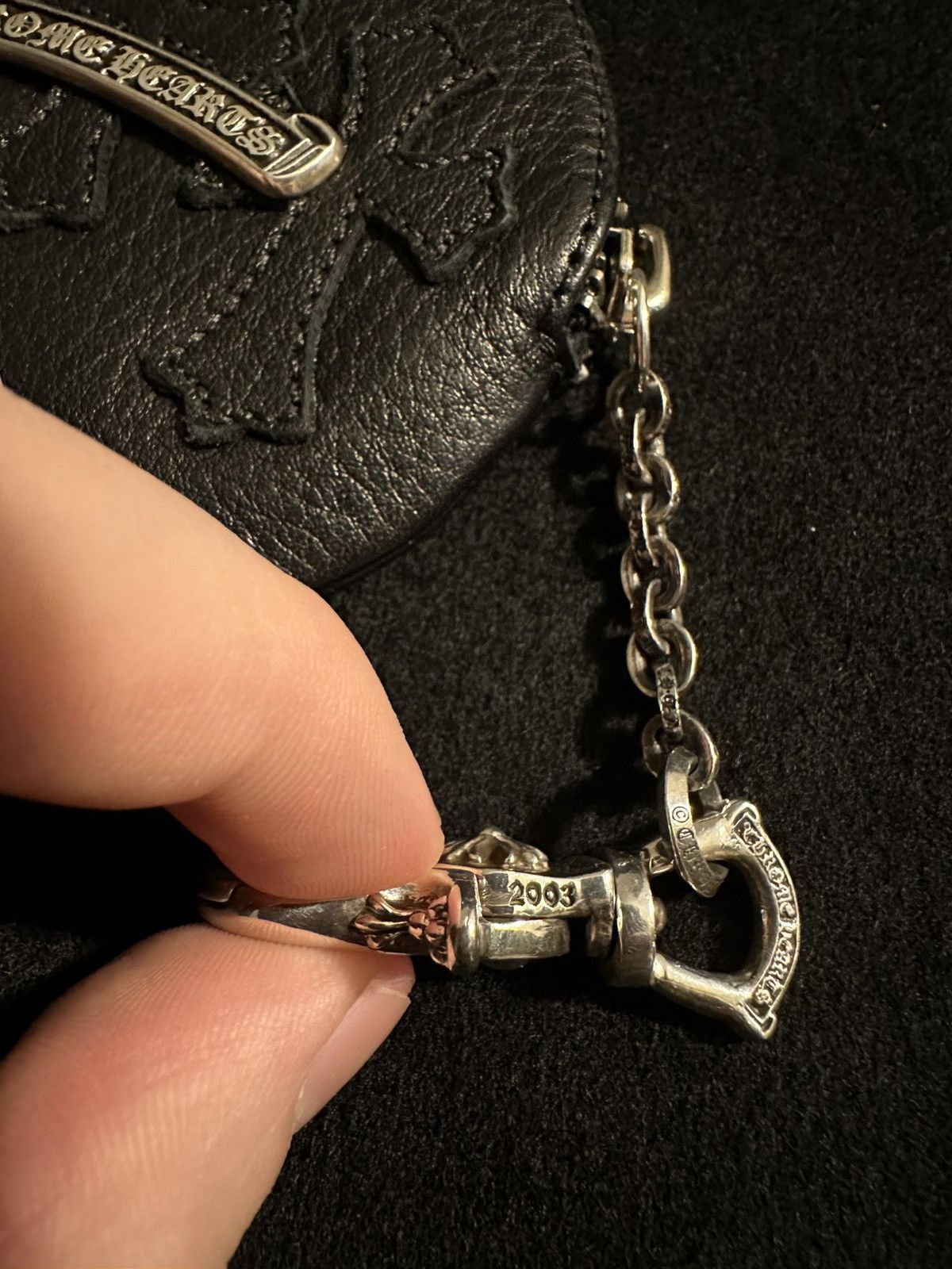 Chrome Hearts Chrome Hearts Leather Coin Purse w/ Clip Chain – Black Size ONE SIZE - 7 Thumbnail