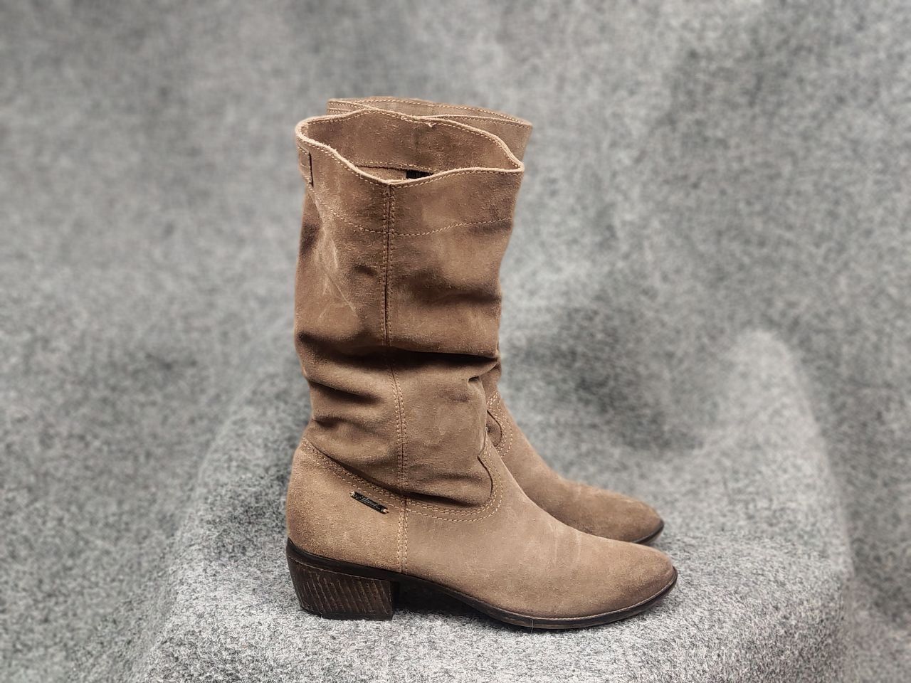 Diesel Vintage Diesel Beige Logo Suede Leather Cowboy Biker Boots Size US 10 / IT 40 - 5 Thumbnail