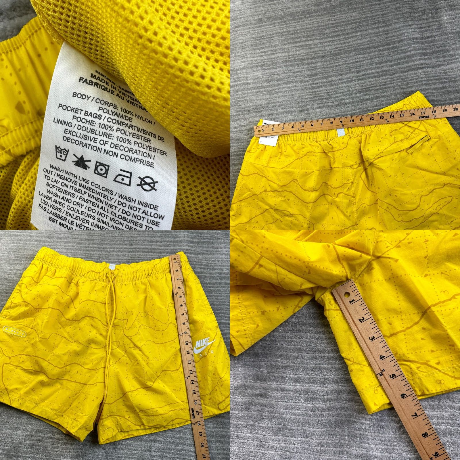 Nike Nike Shorts Mens 2XL Yellow Nylon Woven Air Sportswear Athletic Drawstring Pockets Activewear 2XL Mens Size US 39 - 8 Thumbnail