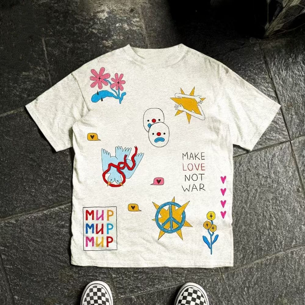 Vintage White washed retro fun graffiti print t-shirt Size US M / EU 48-50 / 2 - 1 Thumbnail
