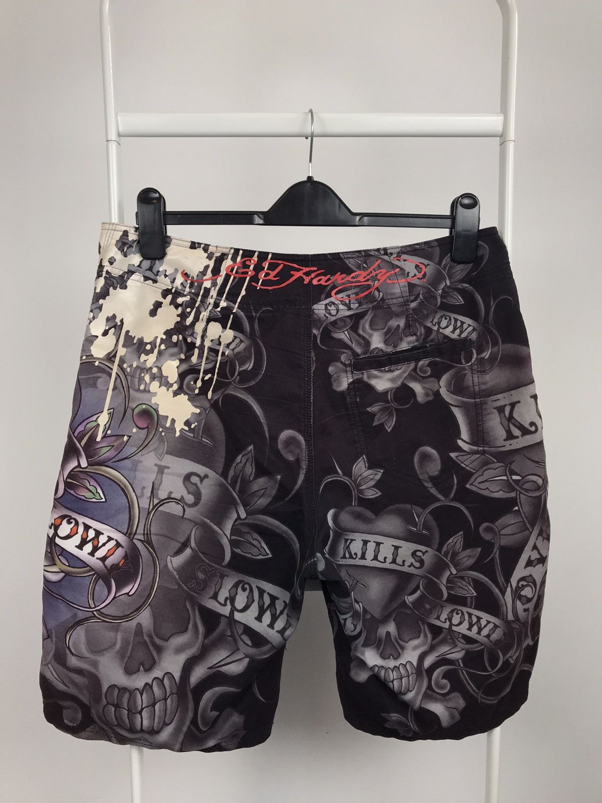 Ed Hardy × Vintage Vintage Ed Hardy Tattoo Printed Y2K Shorts Size US 34 / EU 50 - 3 Thumbnail