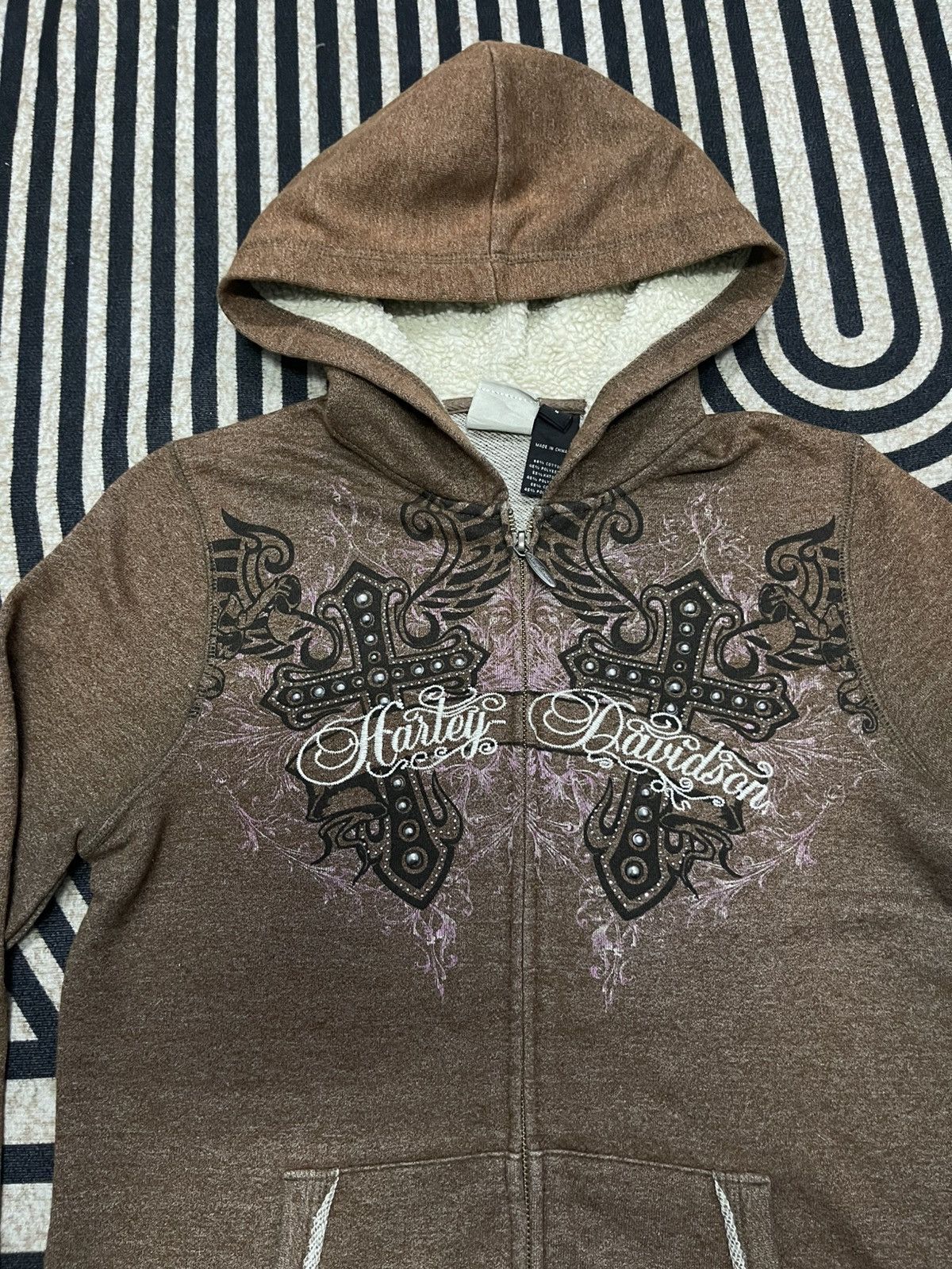 Harley Davidson VINTAGE Y2K HARLEY DAVIDSON SPELLOUT CROSS FADED HOODIE Size M / US 6-8 / IT 42-44 - 6 Thumbnail