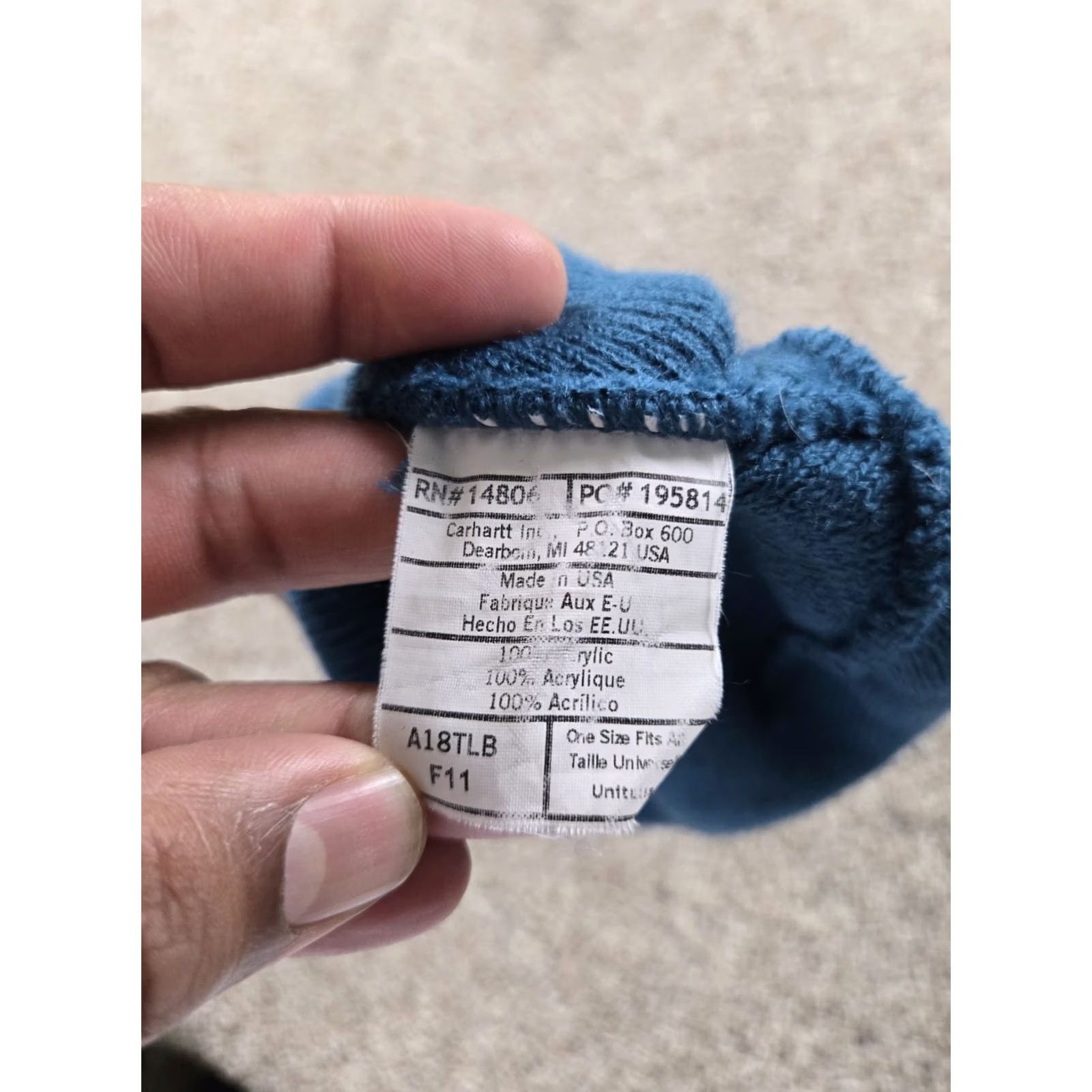 Carhartt Carhartt Beanie Hat OSFA Knit Ribbed Stretch Teal Blue Cuffed Winter Mens 1 Size Knit Acrylic Black Size ONE SIZE - 3 Thumbnail