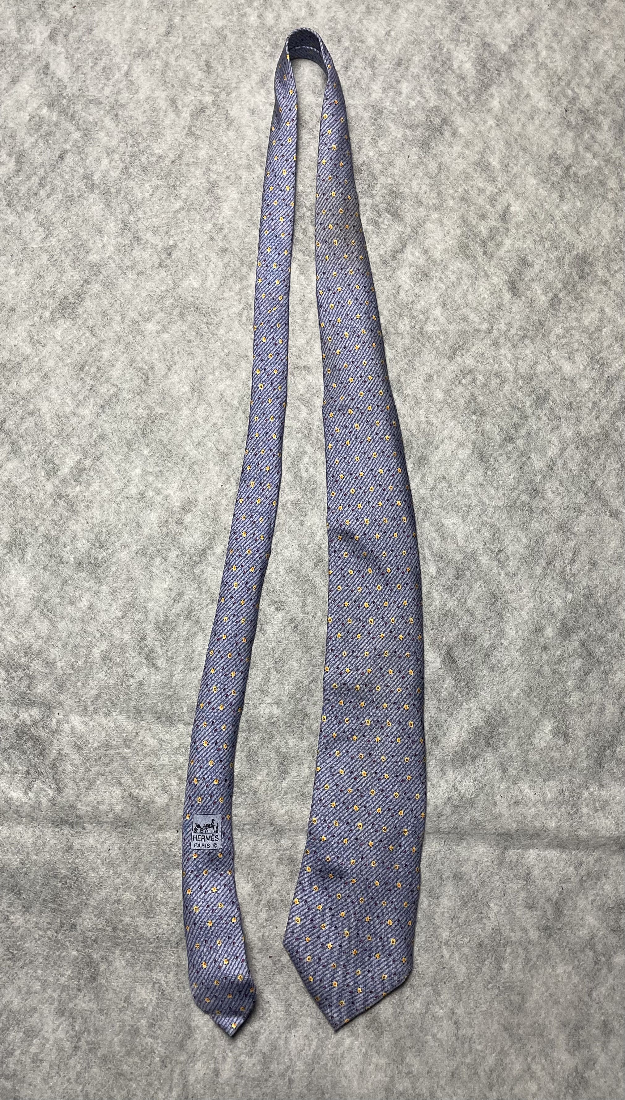 Hermes HERMES Paris 7945 MA Blue Strip Print Silk Tie Size ONE SIZE - 9 Thumbnail