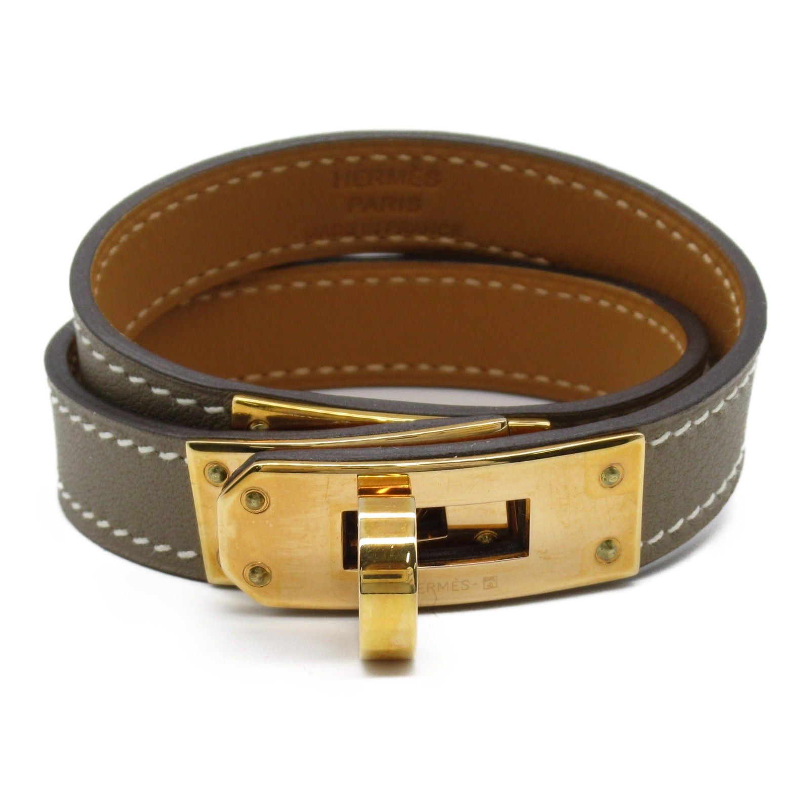 Hermes Hermes Kelly Double Tour Etoupe Bracelet Leather Veau Swift Gray D Stamp Size ONE SIZE - 1 Thumbnail