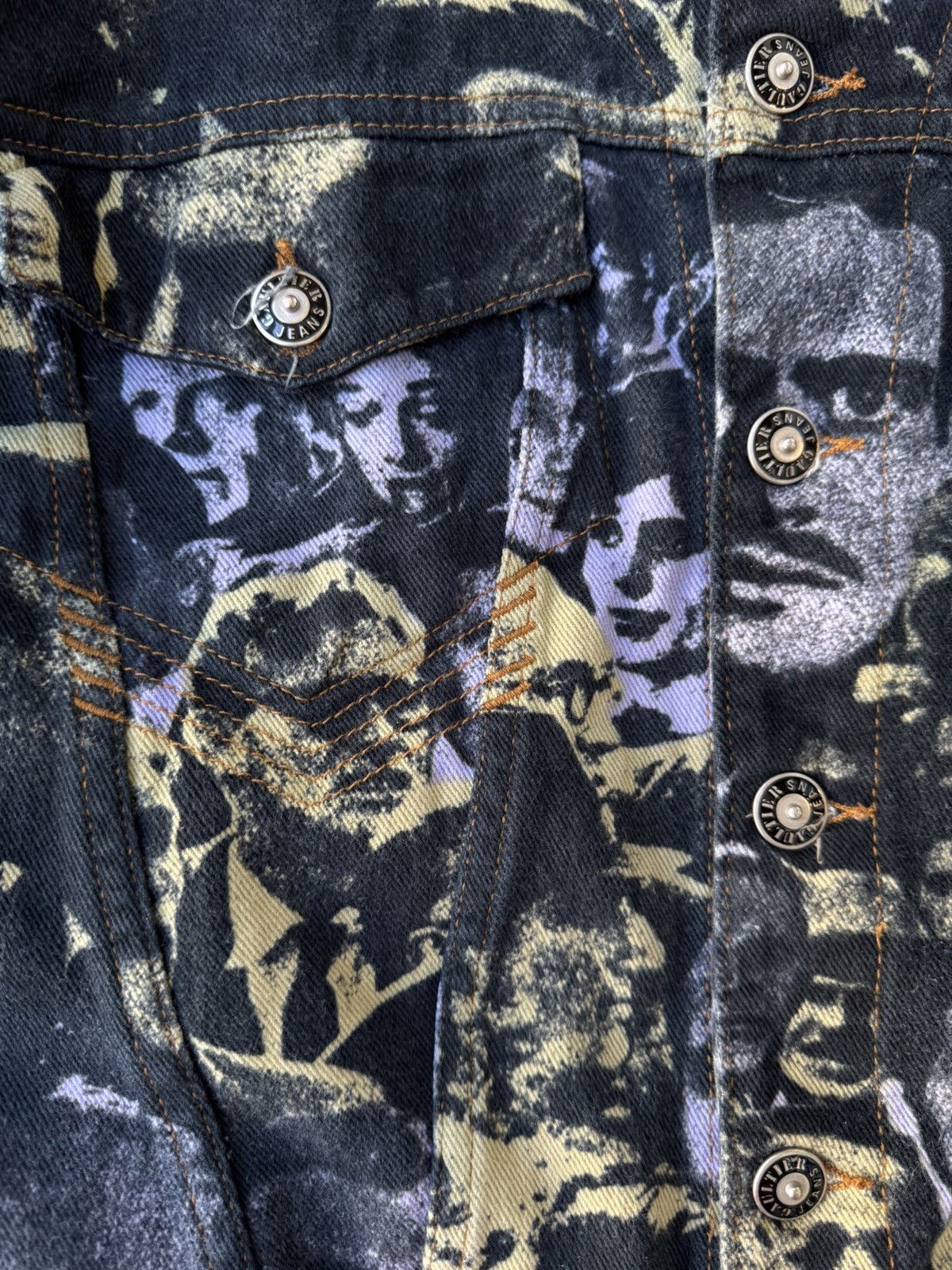 Jean Paul Gaultier AW92 Face Print Jacquard Trucker Jacket