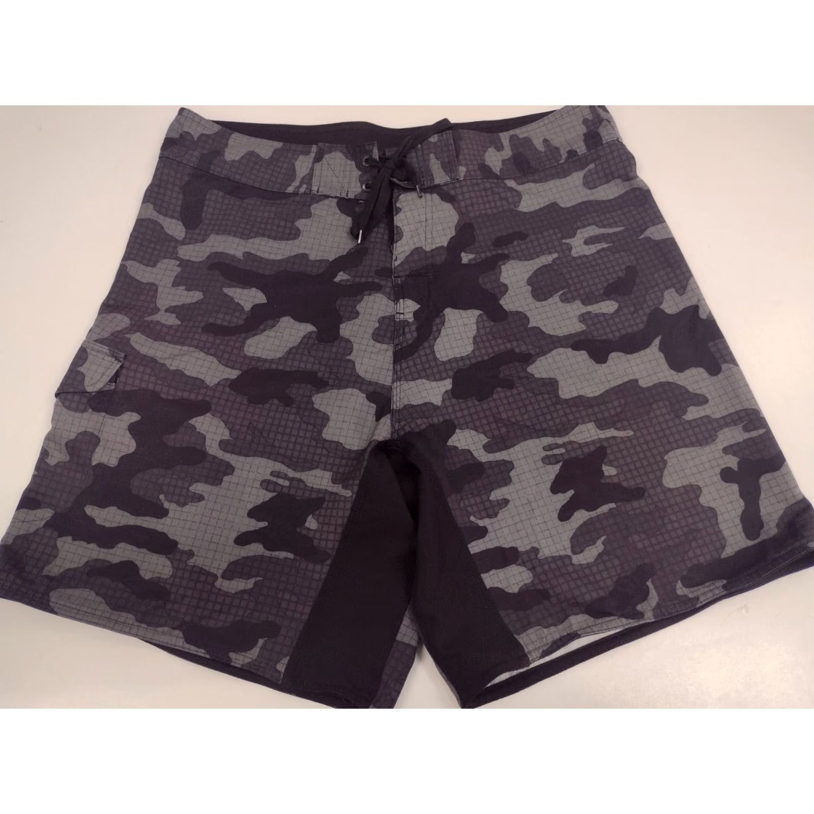 Burnside Burnside Mens Board Shorts Swim Trunks Black/Grey Camo 38 Regular Quick Dry Stretch Drawstring Lifeguard Recreational Surfing Mens Size US 38 / EU 54 - 2 Thumbnail