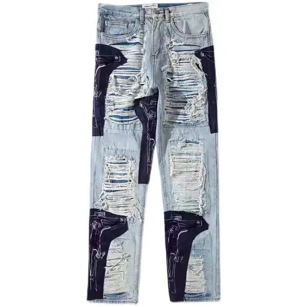 VIBE Vintage ripped washed wide-leg fringed raw edge jeans Size US 31 - 5 Thumbnail