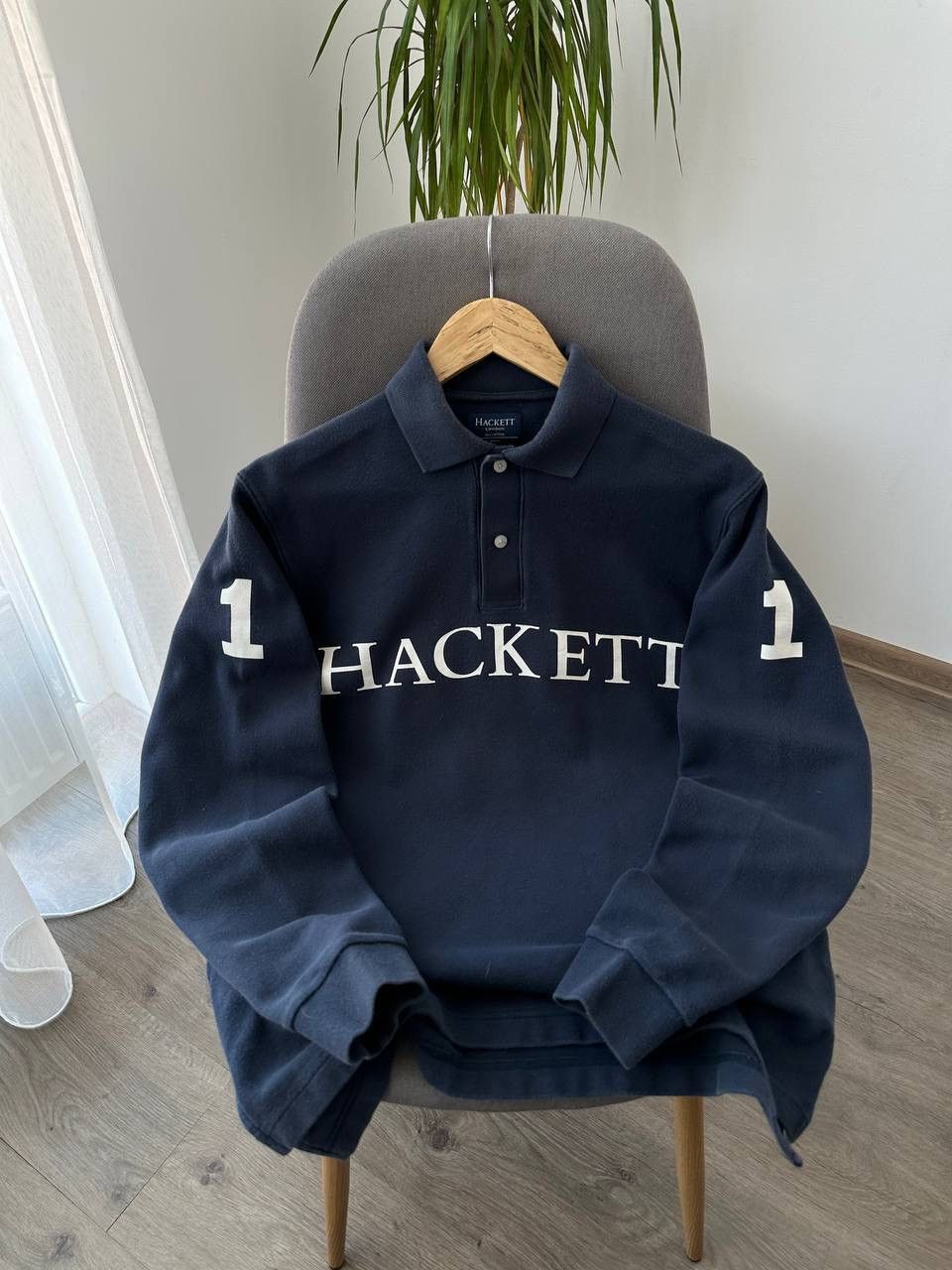 Hackett × Vintage Vintage Hackett 1 Blue Big Logo Rugby Sweatshirt Size US S / EU 44-46 / 1 - 14 Thumbnail