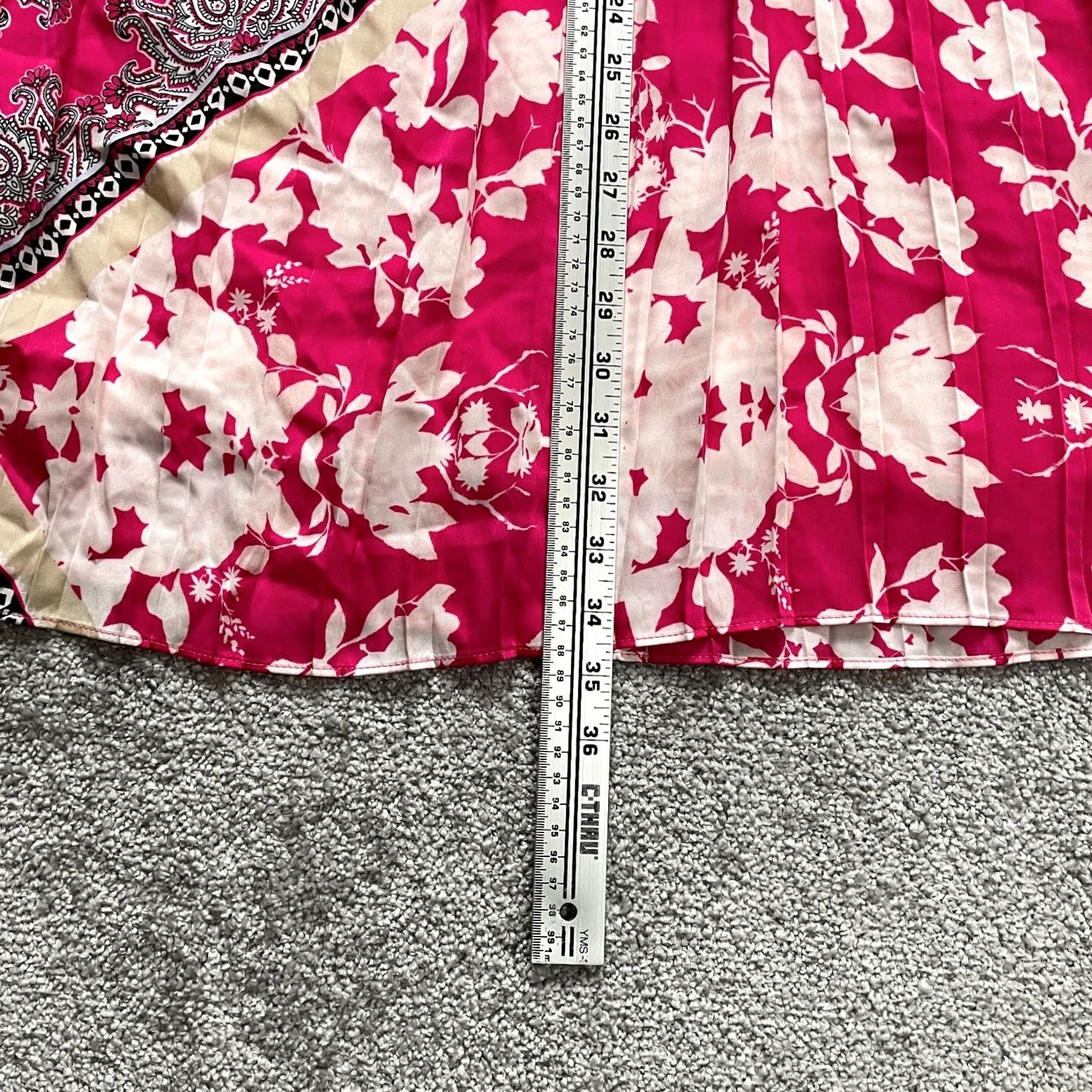 Vintage Chico's ALine Tropical Skirt Womens Skirt Midi Pleated Floral Pink 10P Petite Ladies Women’s Style: Tropical Size 32" / US 10 / IT 46 - 3 Thumbnail