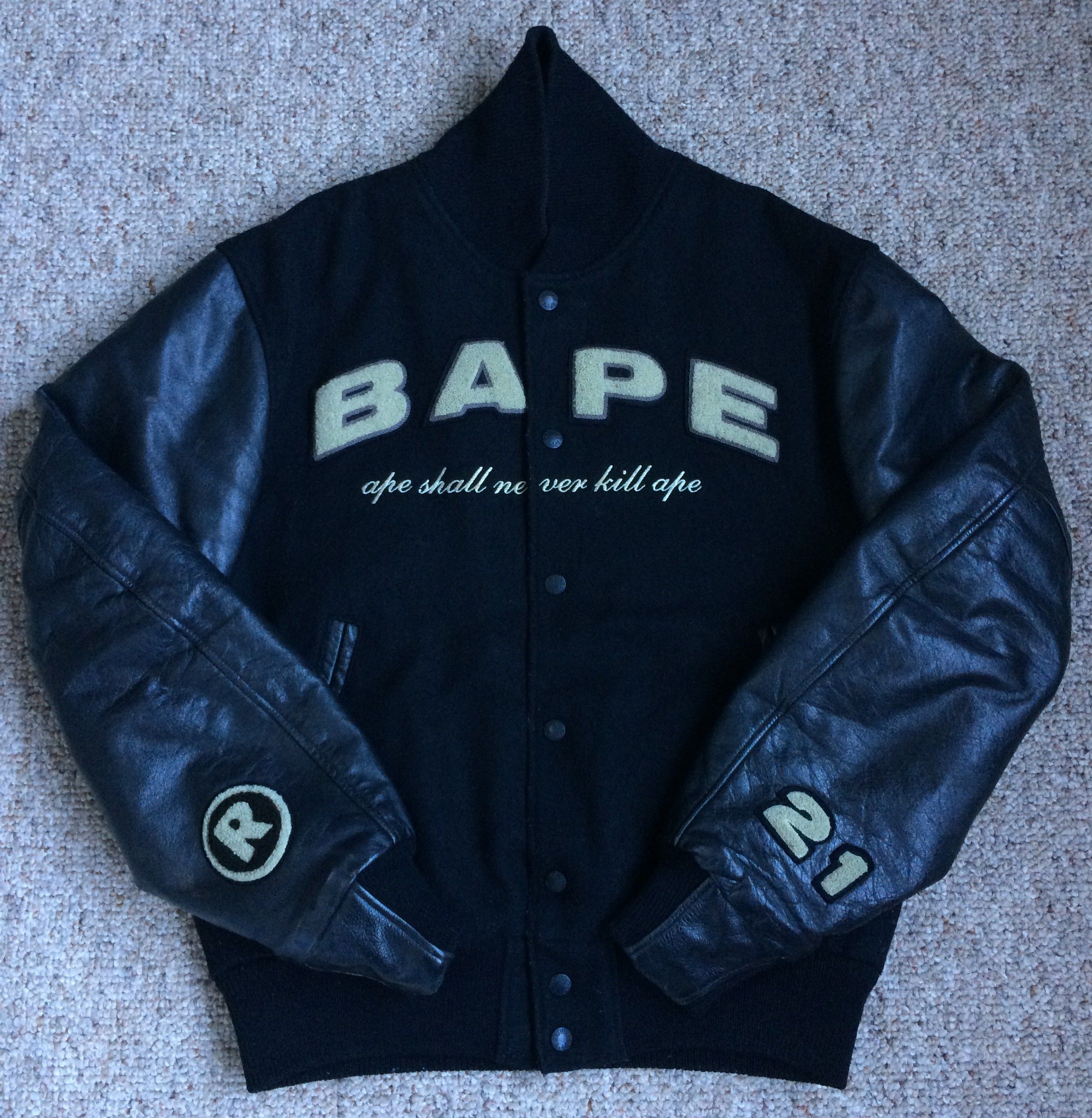 Bape 2002 Bape General Wool Leather Bomber Jacket Size US M / EU 48-50 / 2 - 5 Thumbnail