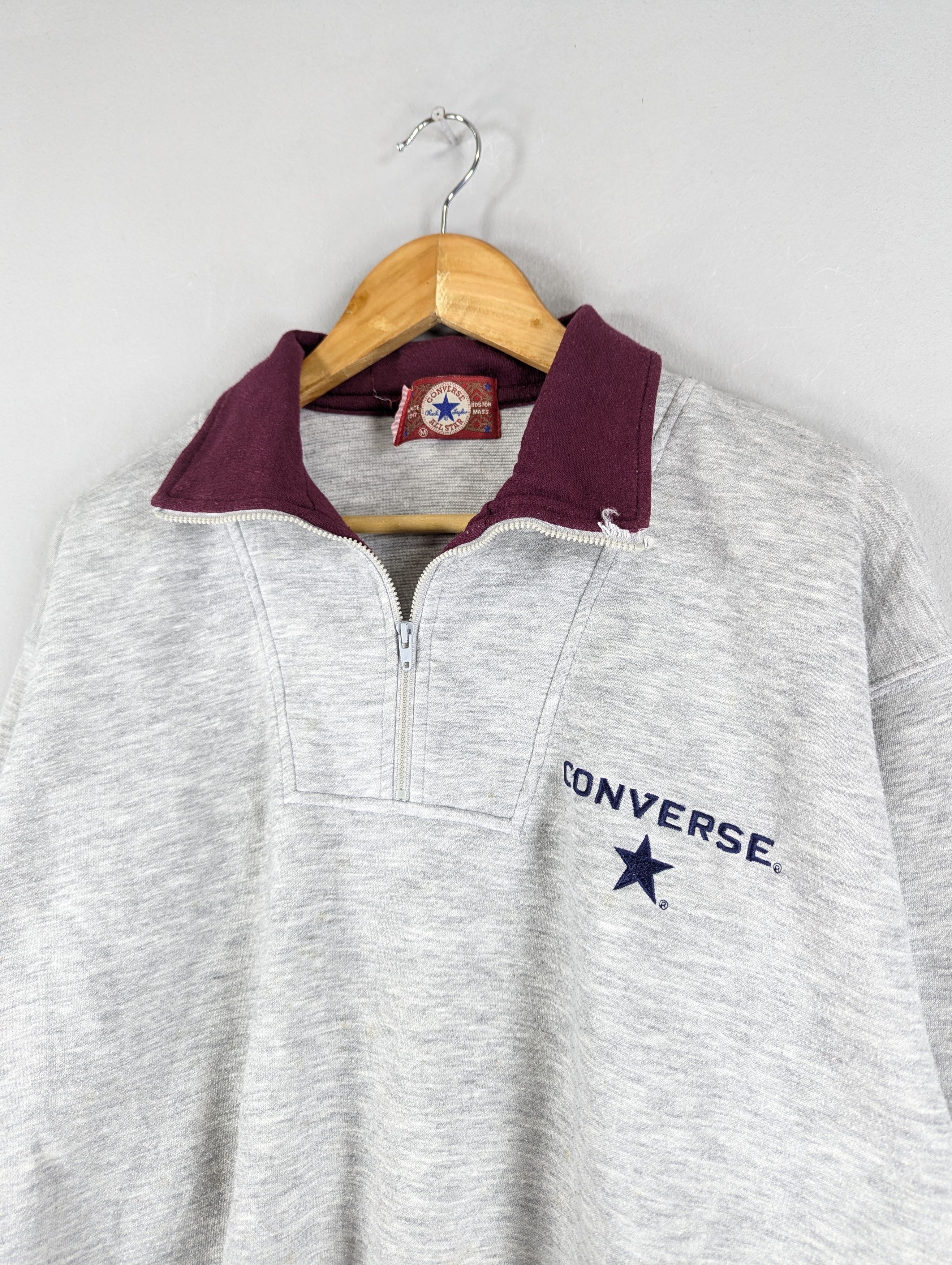 Converse Vintage 90s Converse Halfzipper Jumper Sweatshirt Size US M / EU 48-50 / 2 - 2 Thumbnail