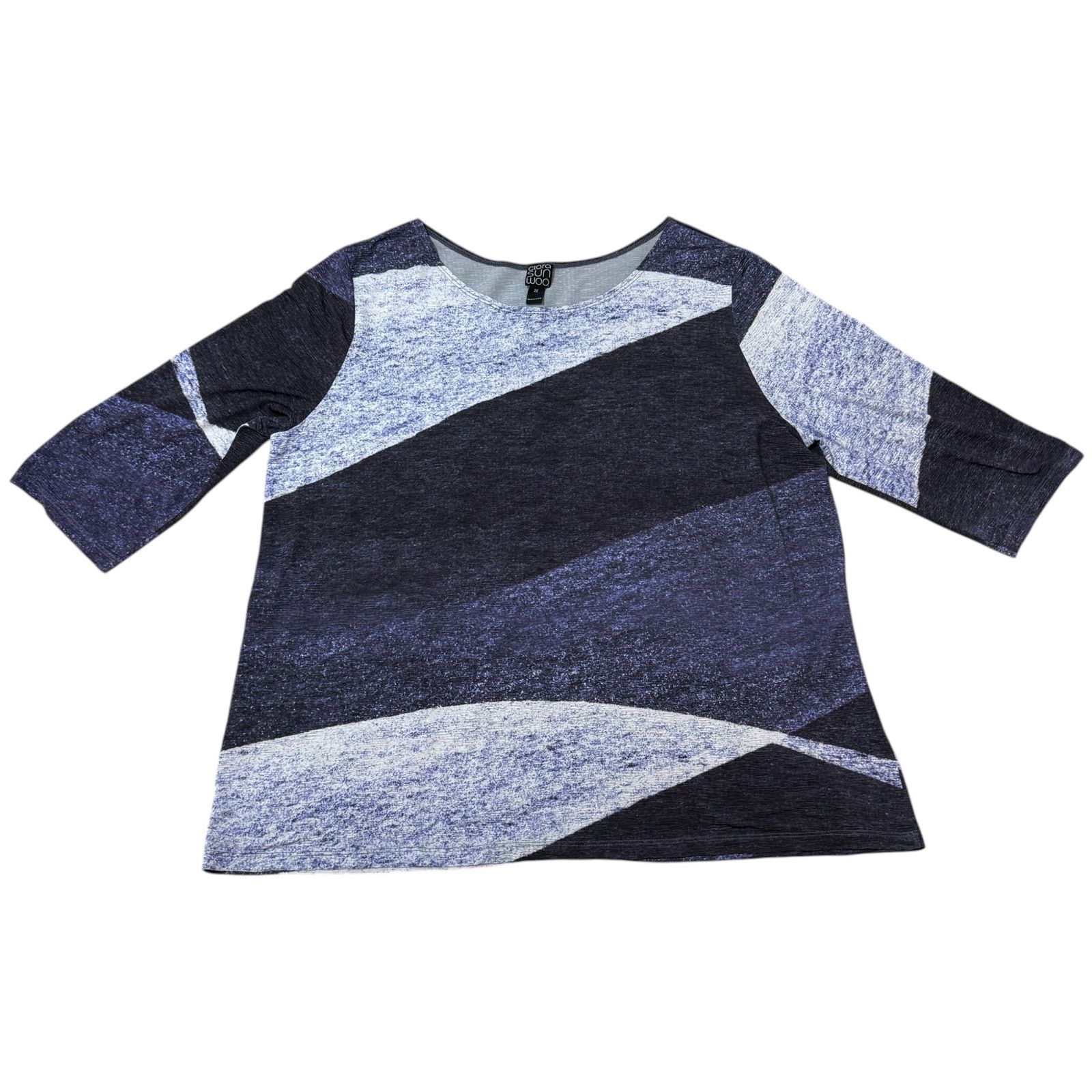 Other Clara Sunwoo Abstract Color Block Flowy Top Blue Purple 2X Size XXL / US 16-18 / IT 52-54 - 1 Thumbnail