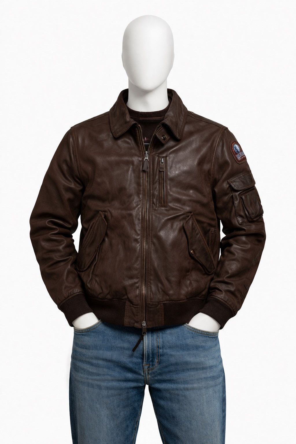 Parajumpers Parajumpers PJS Leather Bomber Jacket Brown Size M Rare Size US M / EU 48-50 / 2 - 1 Thumbnail