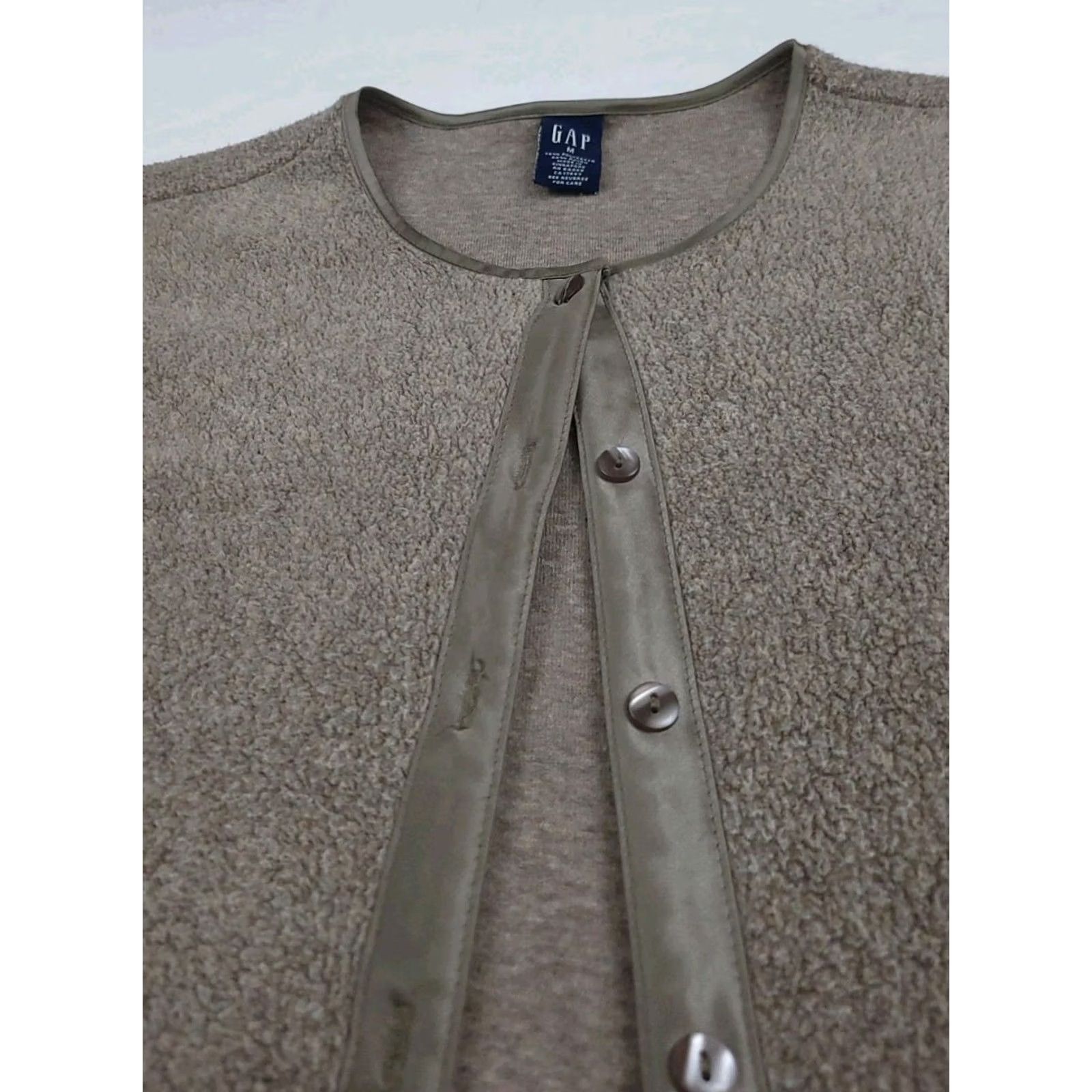 Gap Vintage Gap Cardigan Sweatshirt Beige Sz M Y2k Vtg USA Button Up Fleece Used Size M / US 6-8 / IT 42-44 - 3 Thumbnail