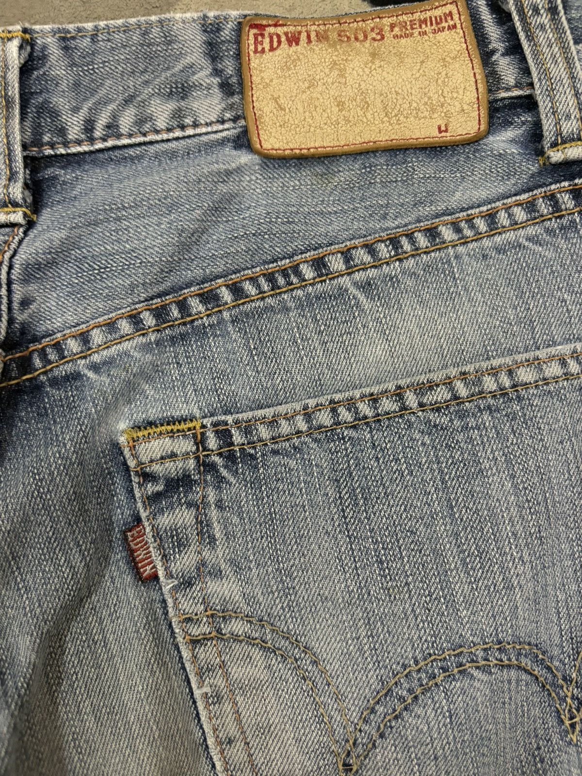 Edwin Vintage Edwin 503 Premium Blue Wash Distressed Grunge Jeans Size US 30 / EU 46 - 12 Thumbnail