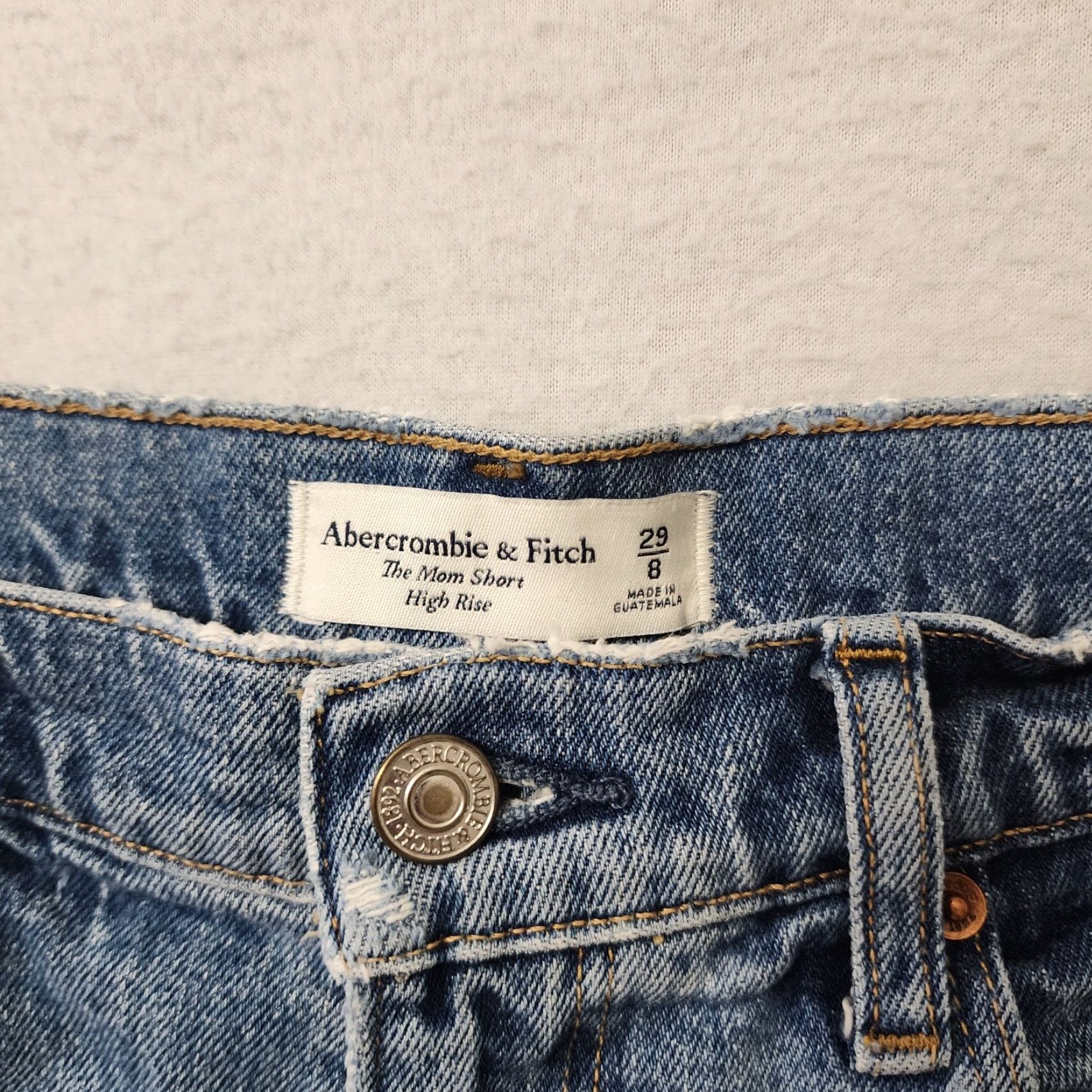 Abercrombie & Fitch Abercrombie Fitch Mom Shorts Womens 29 Blue Distressed Cut Off Curve Love Denim Size 29" - 6 Thumbnail