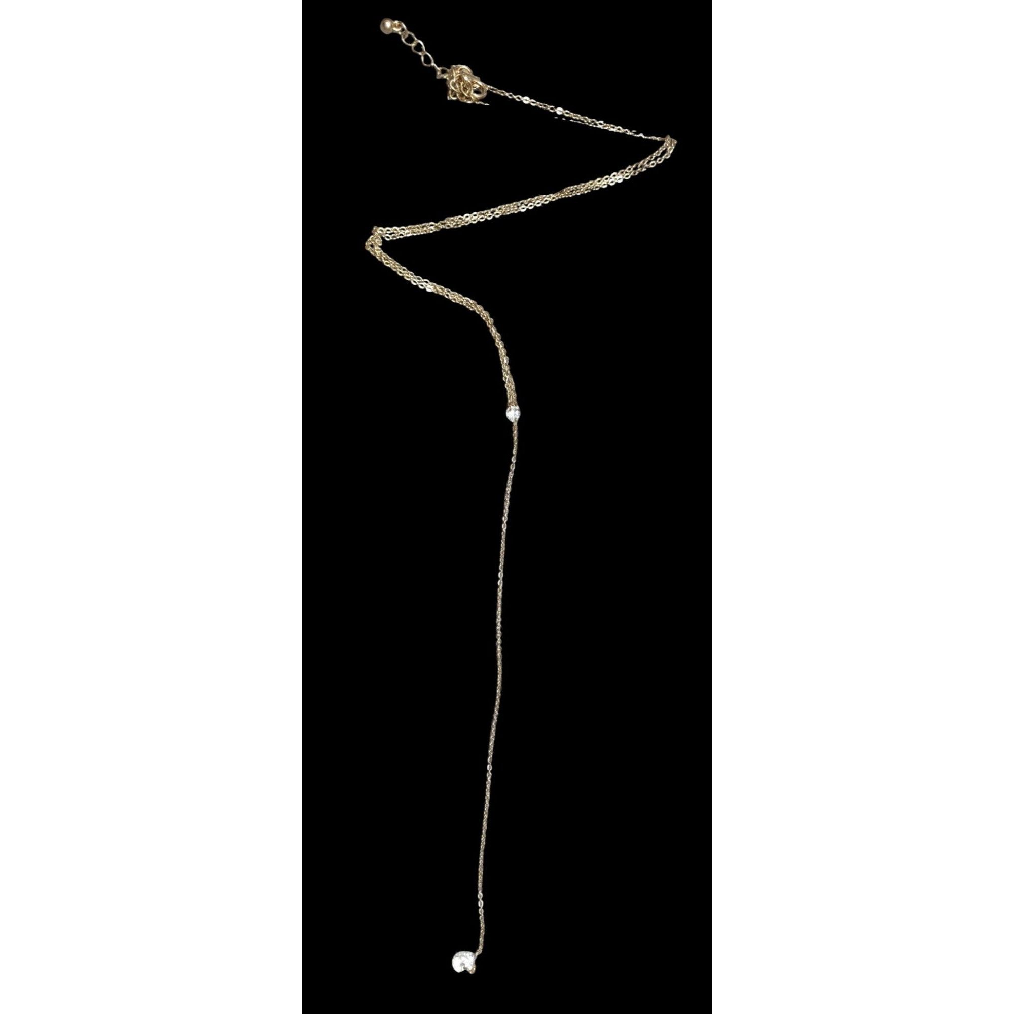Other Gold-Tone Y-Shaped Necklace With Clear Crystal Accents Adjus Size ONE SIZE - 1 Thumbnail